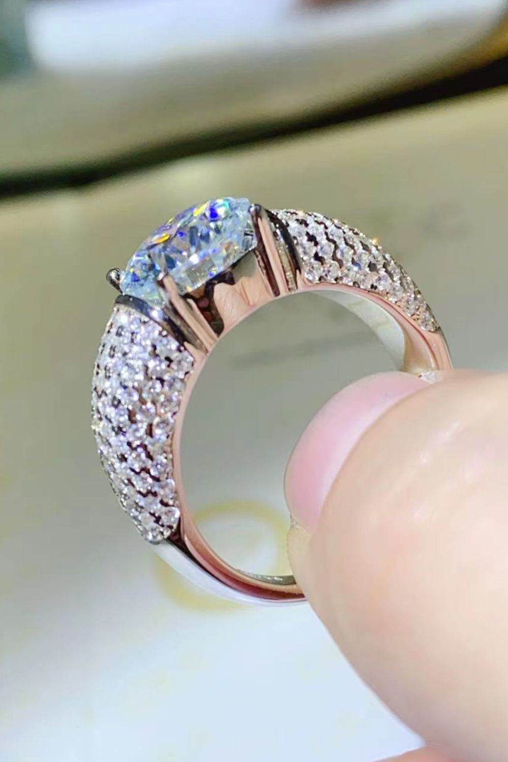 3 Carat Moissanite Side Stone Ring - Ultim8 Designs 4 U