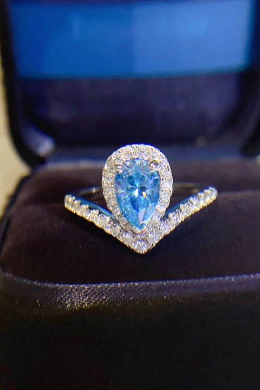 1 Carat Pear Shape Moissanite Heart Ring - Ultim8 Designs 4 U