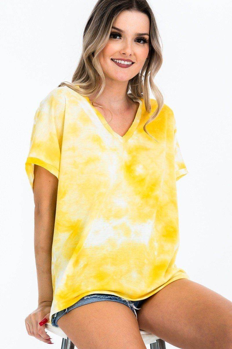 Tie-dye Top Featured In A V-neckline And Cuff Sort Sleeves - Ultim8 Designs 4 U