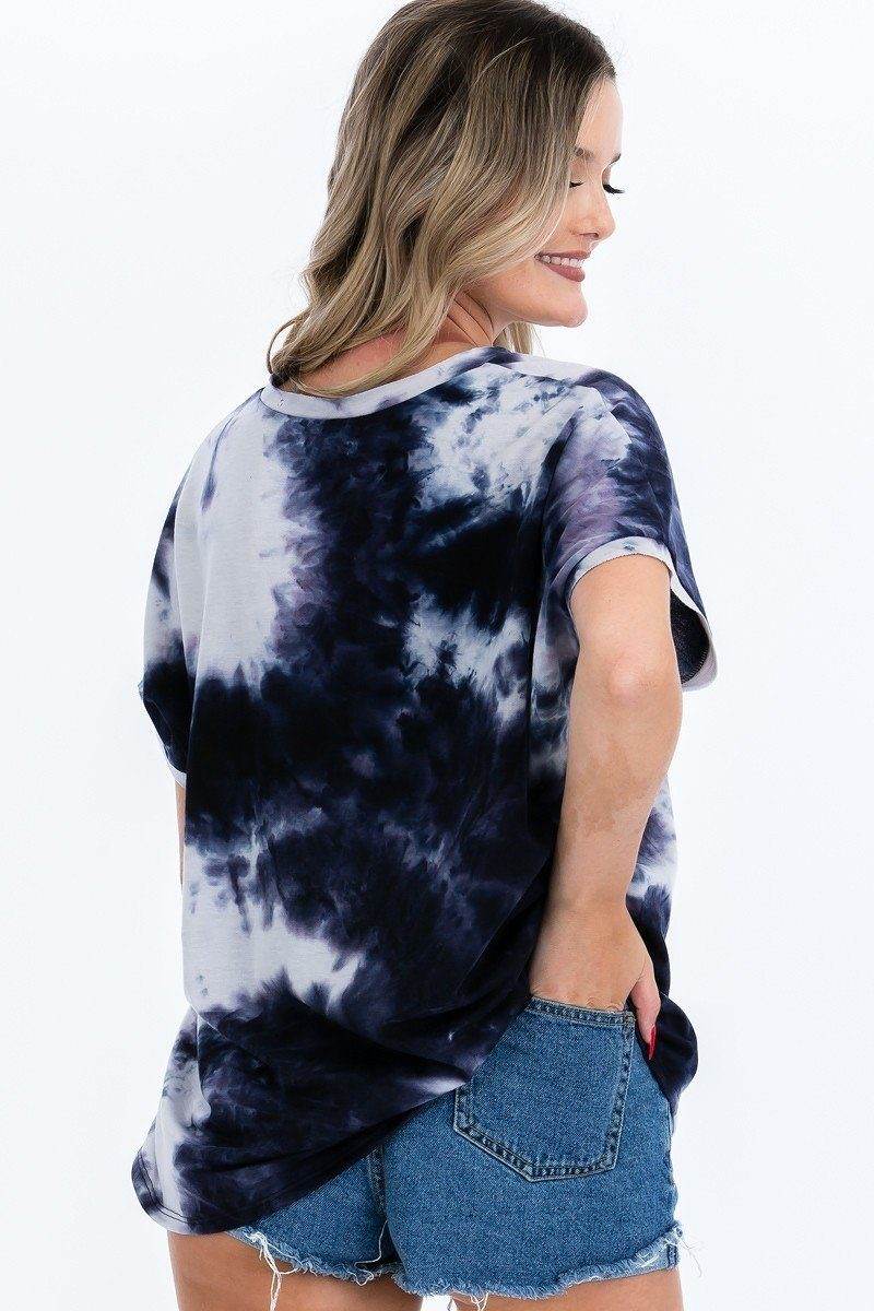 Tie-dye Top Featured In A V-neckline And Cuff Sort Sleeves - Ultim8 Designs 4 U