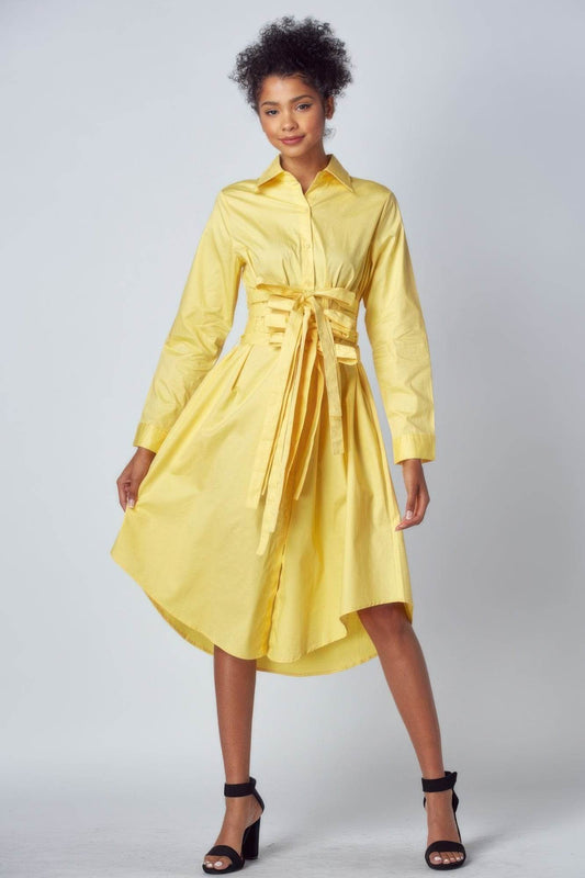 Shirt Dress With Tie Up Belt Detail - Ultim8 Designs 4 U