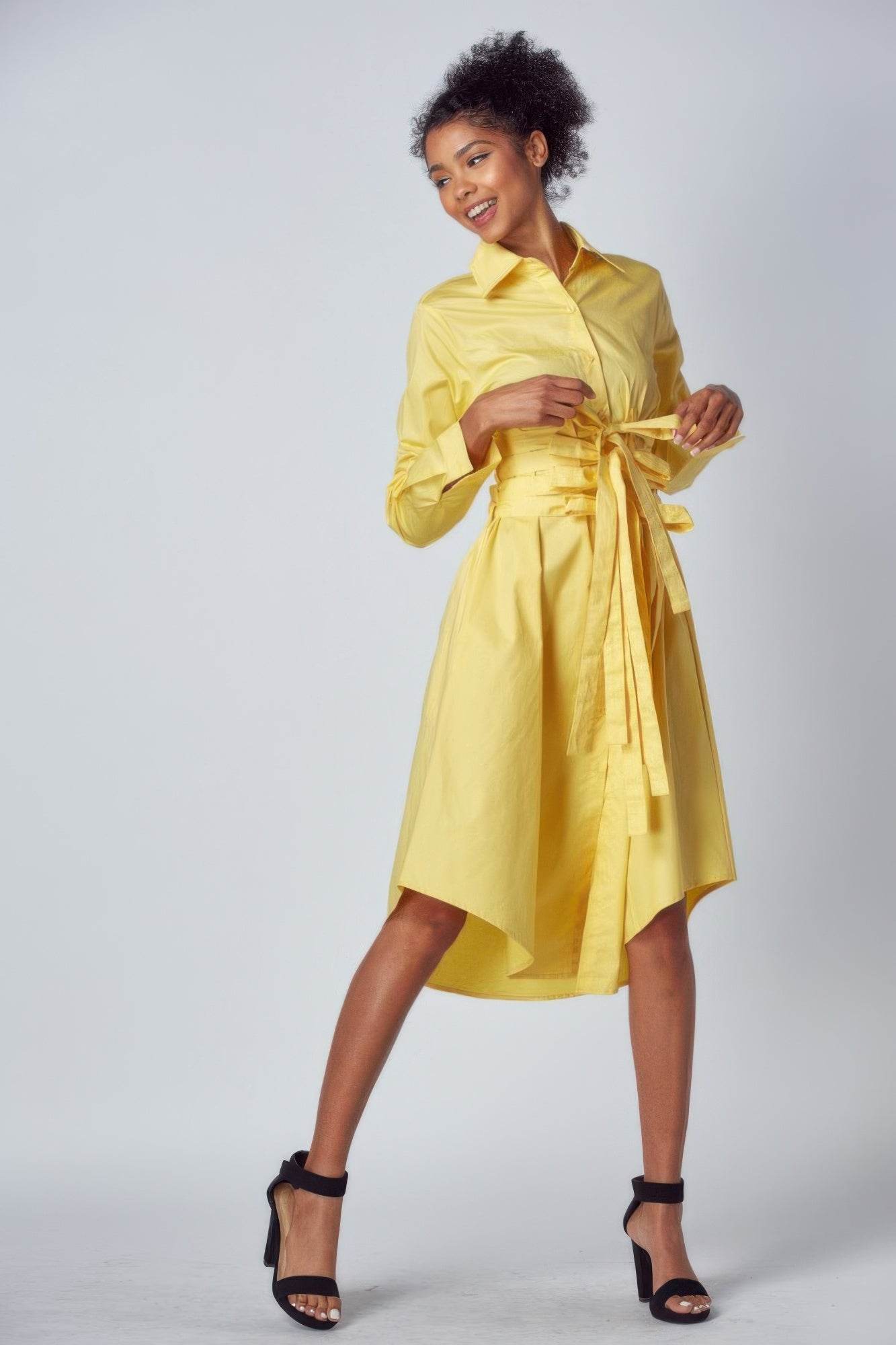 Shirt Dress With Tie Up Belt Detail - Ultim8 Designs 4 U