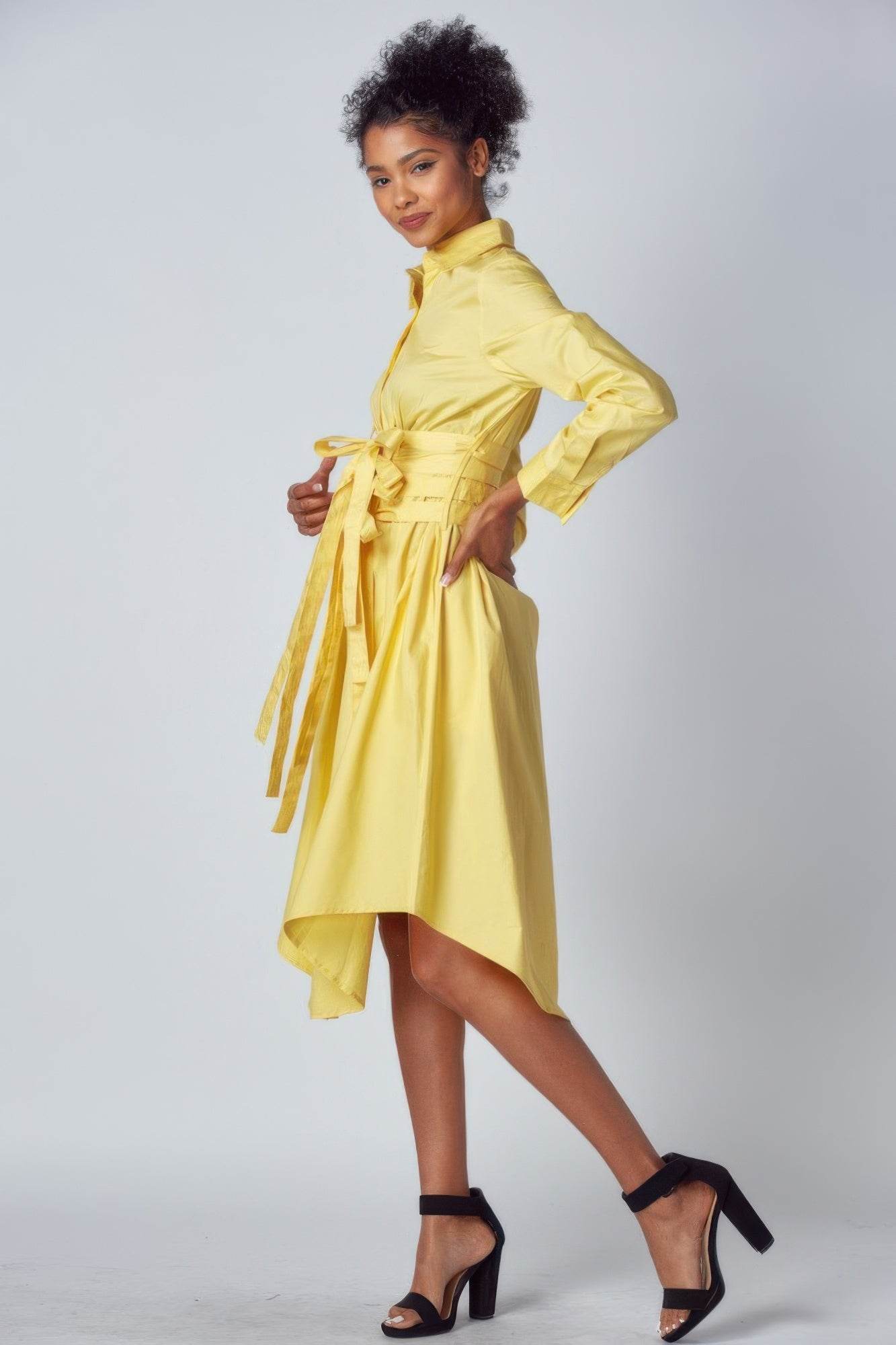 Shirt Dress With Tie Up Belt Detail - Ultim8 Designs 4 U
