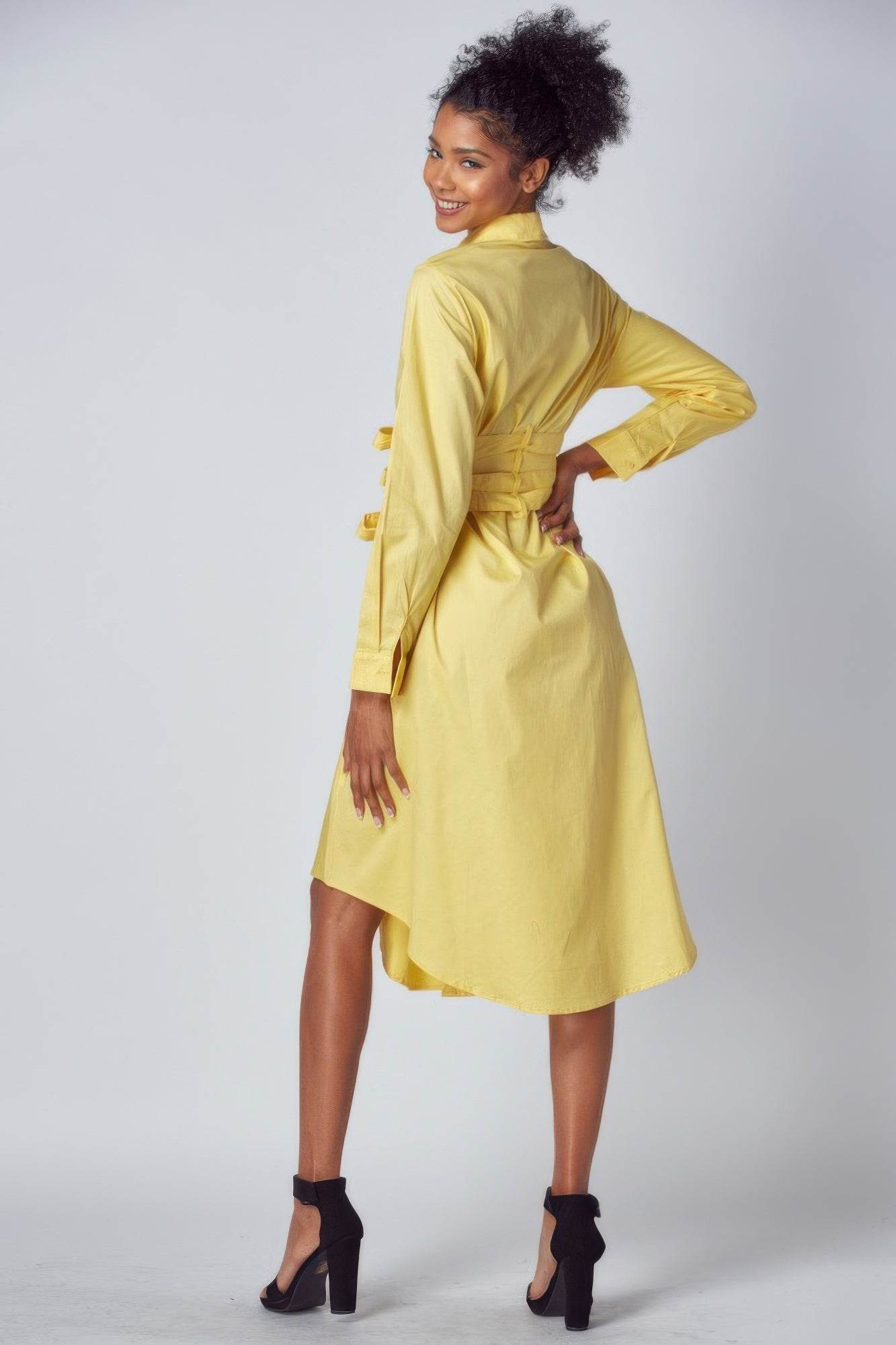 Shirt Dress With Tie Up Belt Detail - Ultim8 Designs 4 U