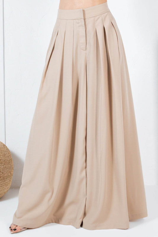Large Hem - Wide Leg & Pleated Solid Pants - Ultim8 Designs 4 U