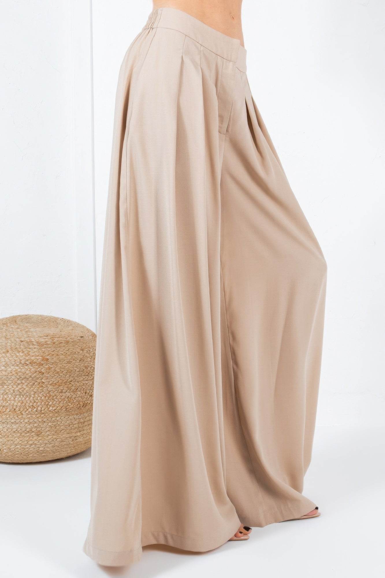 Large Hem - Wide Leg & Pleated Solid Pants - Ultim8 Designs 4 U