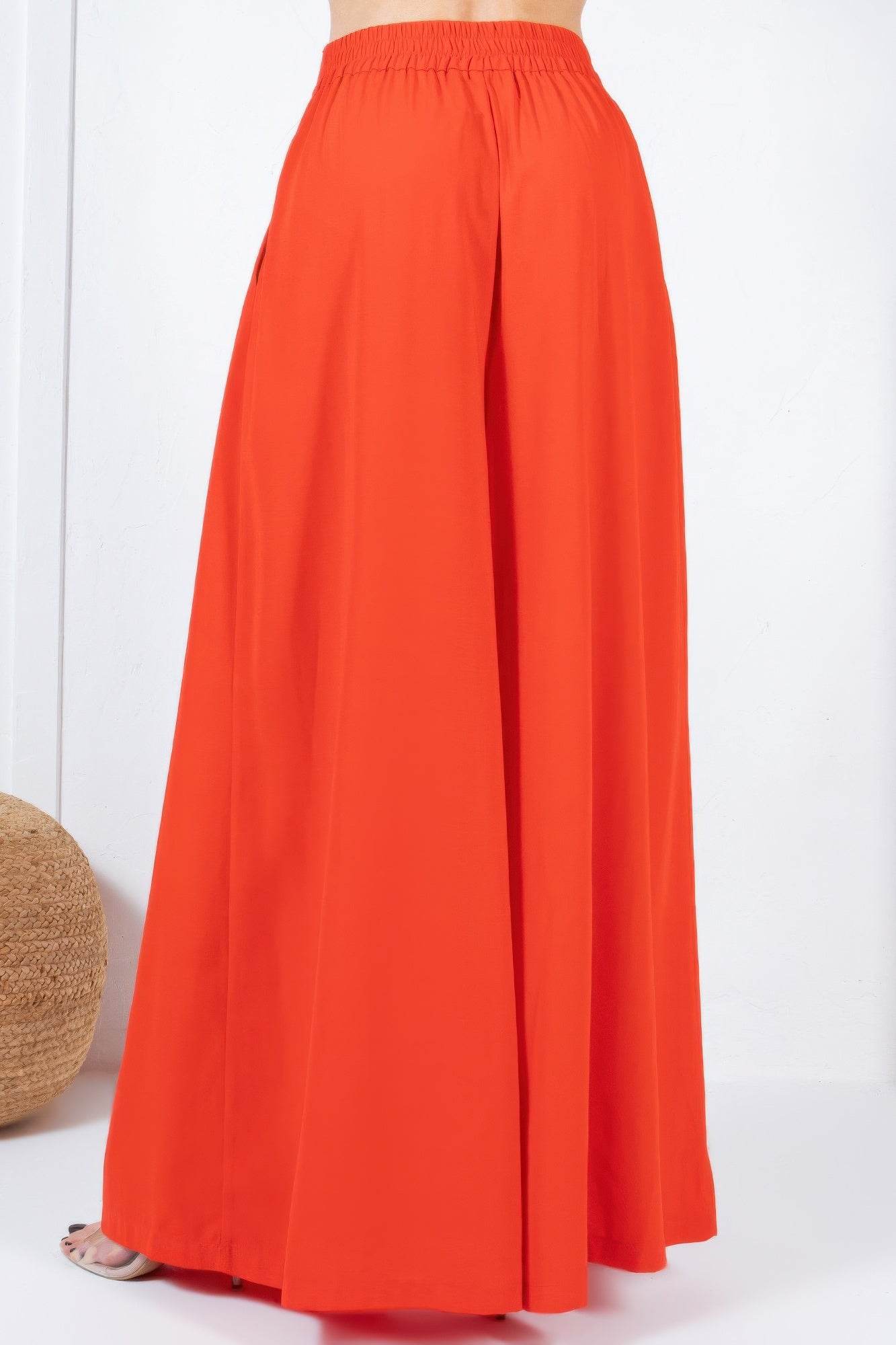 Large Hem Wide Leg Pleated Solid Pants - Ultim8 Designs 4 U