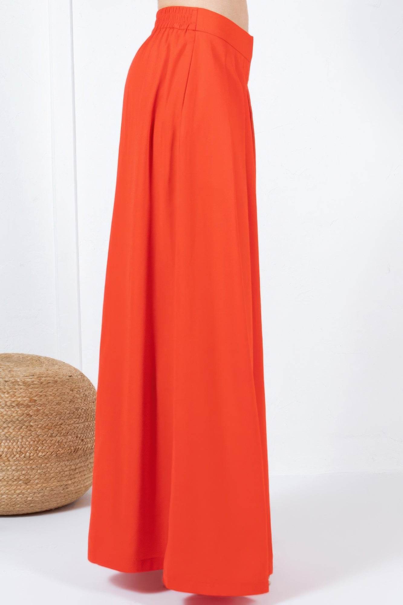 Large Hem Wide Leg Pleated Solid Pants - Ultim8 Designs 4 U