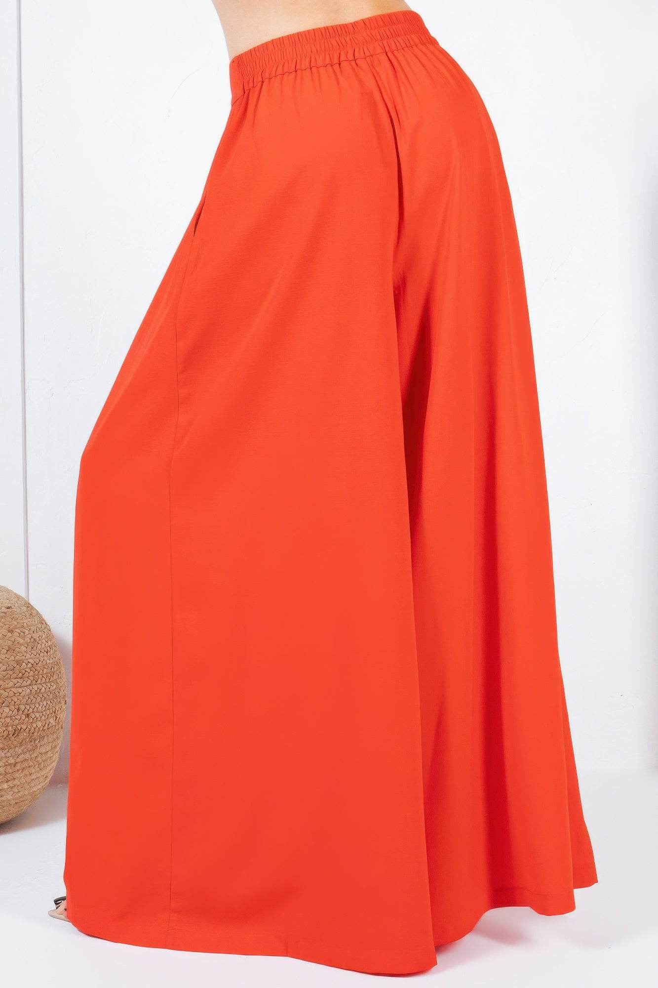 Large Hem Wide Leg Pleated Solid Pants - Ultim8 Designs 4 U