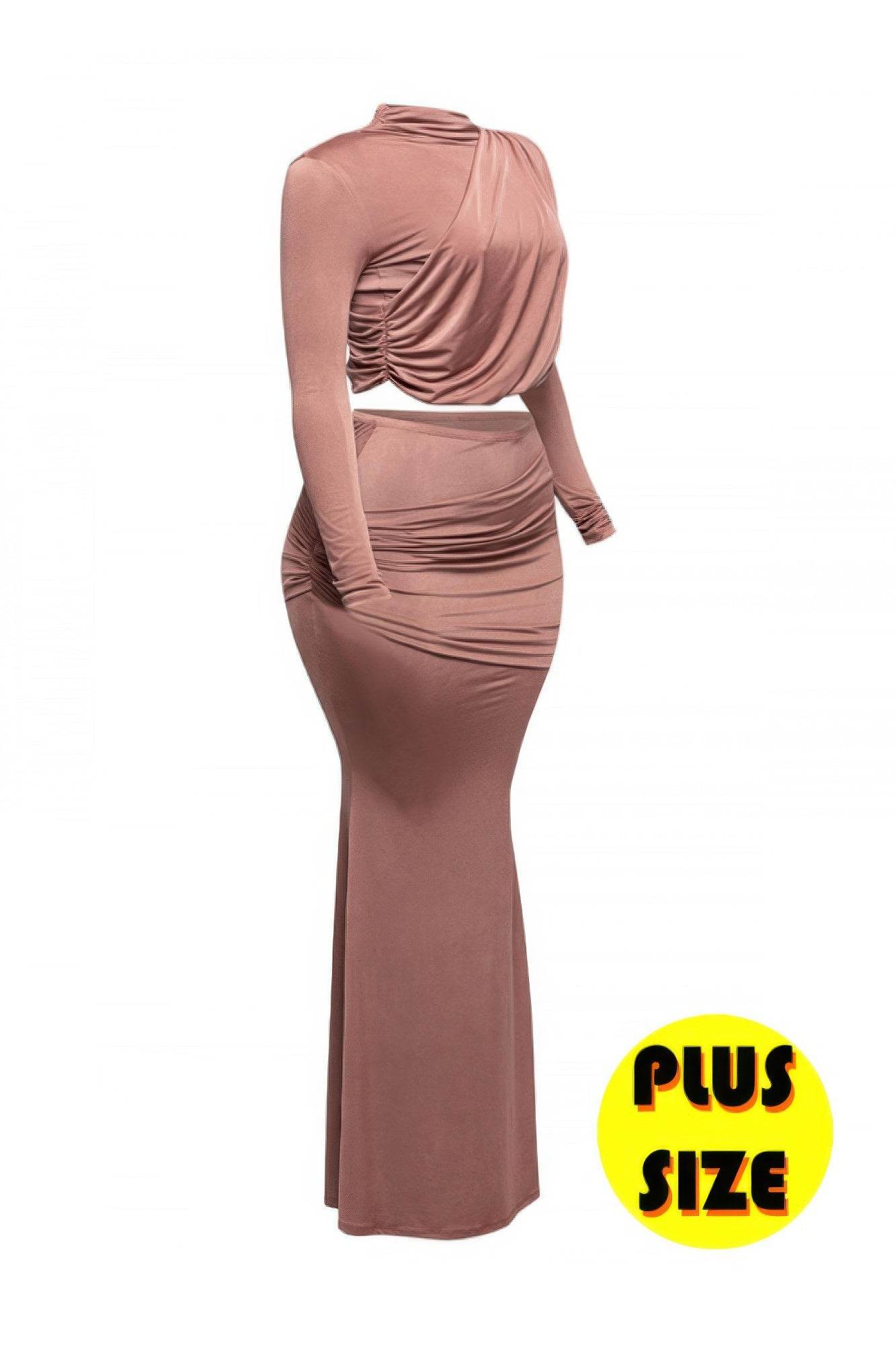 Plus Size Shirring Detailed Top & Long Skirt Set - Ultim8 Designs 4 U