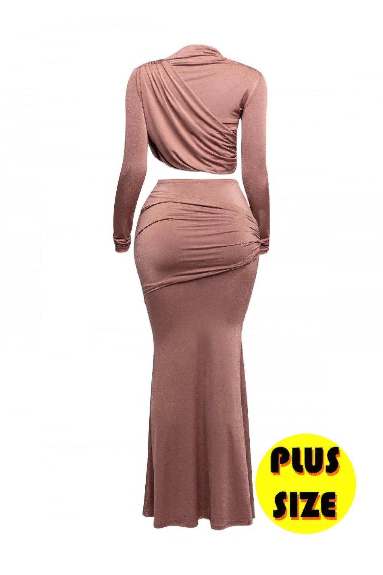 Plus Size Shirring Detailed Top & Long Skirt Set - Ultim8 Designs 4 U