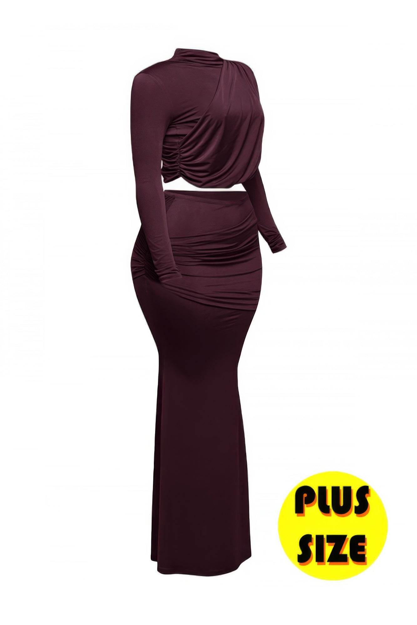 Plus Size Shirring Detailed Top & Long Skirt Set - Ultim8 Designs 4 U