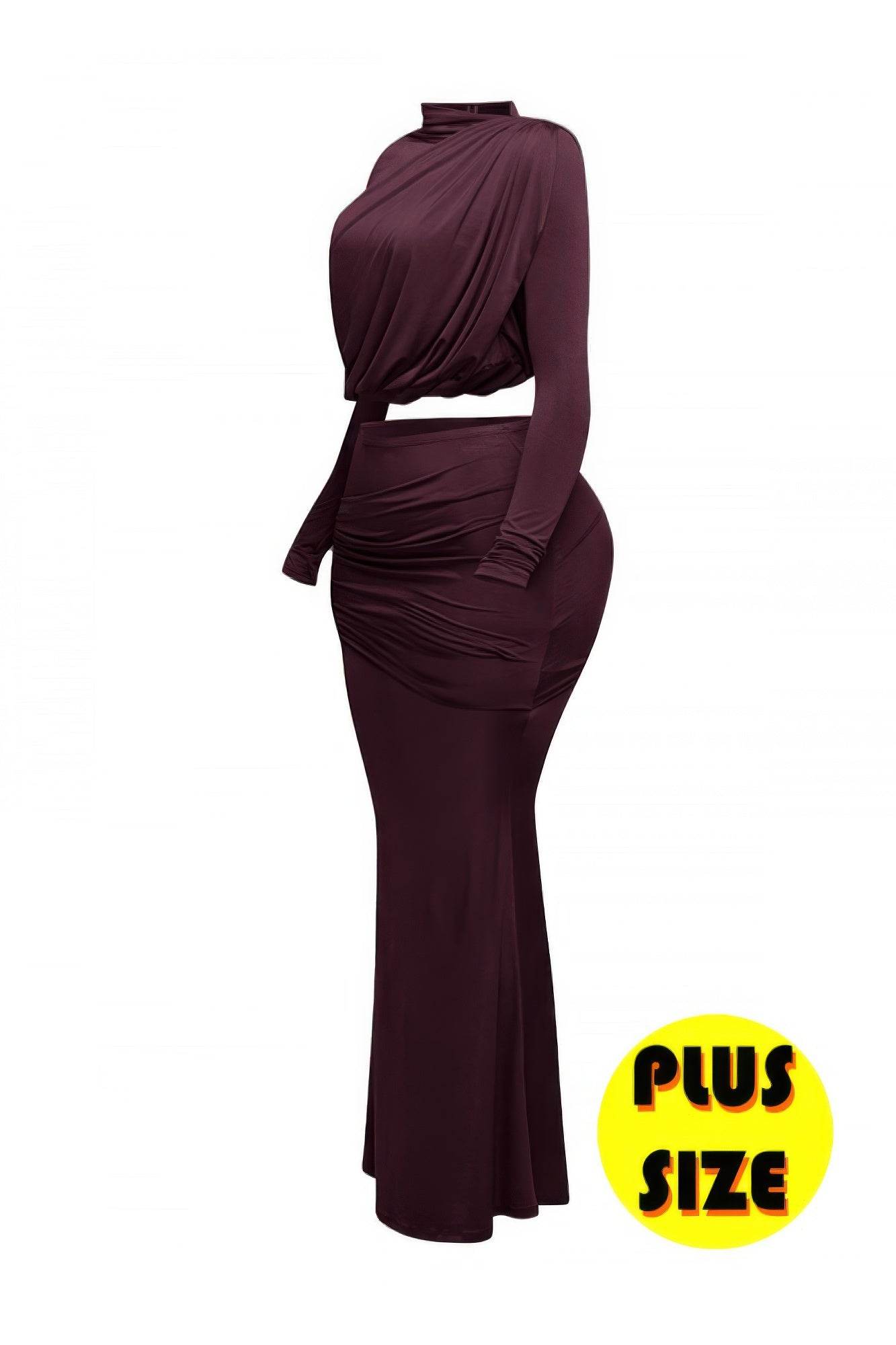 Plus Size Shirring Detailed Top & Long Skirt Set - Ultim8 Designs 4 U