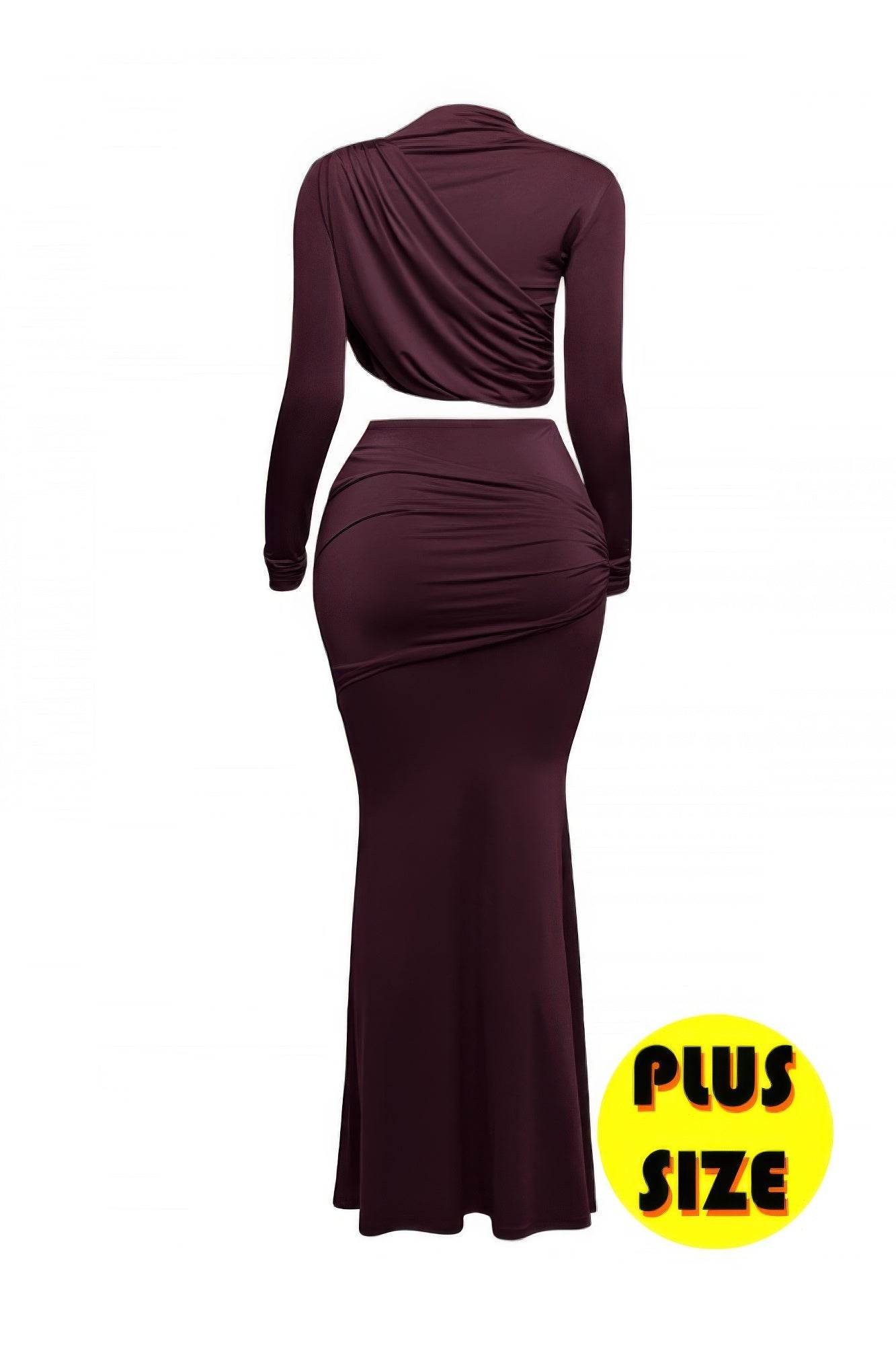 Plus Size Shirring Detailed Top & Long Skirt Set - Ultim8 Designs 4 U