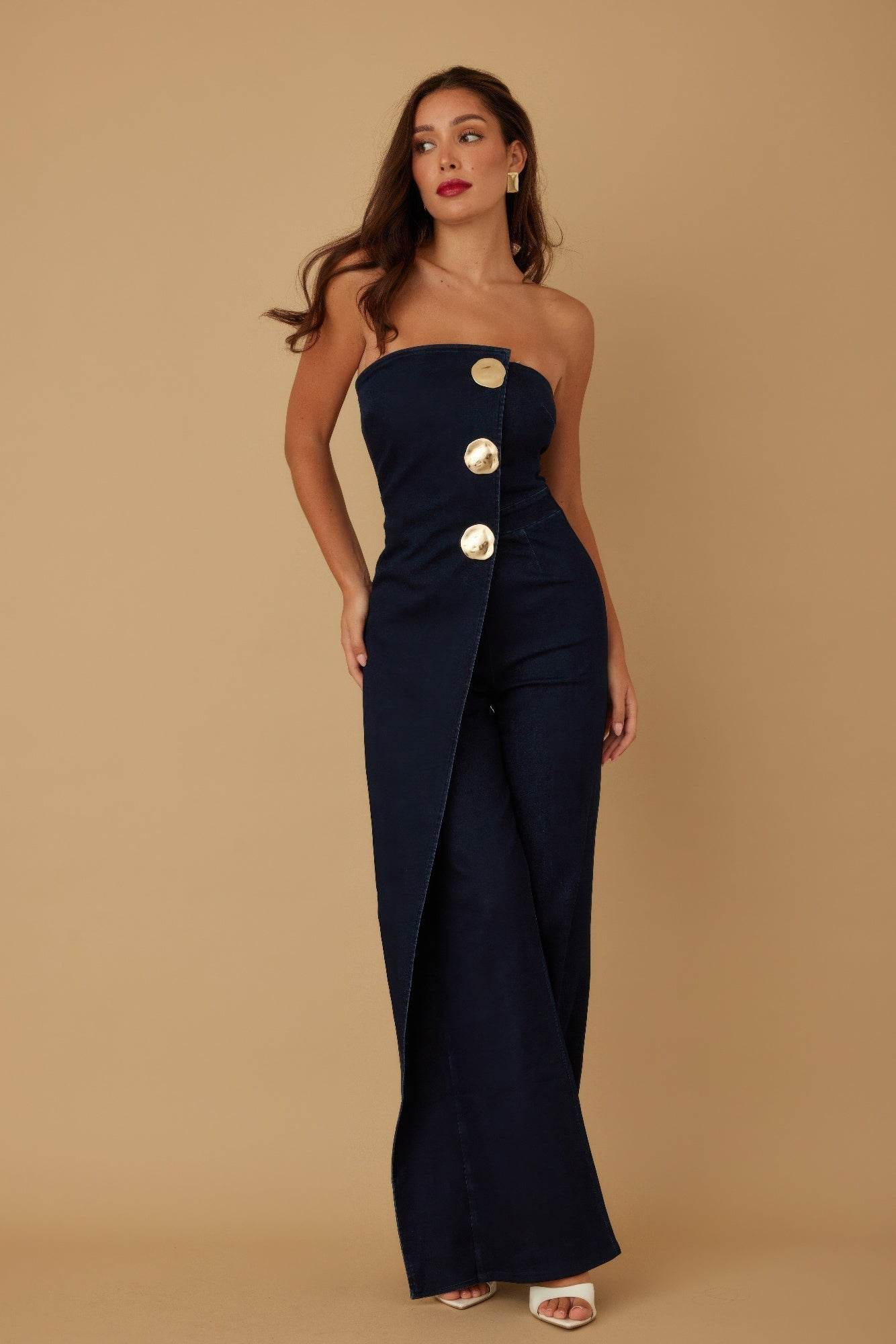 Open Flap Layer Strapless Jumpsuit - Ultim8 Designs 4 U