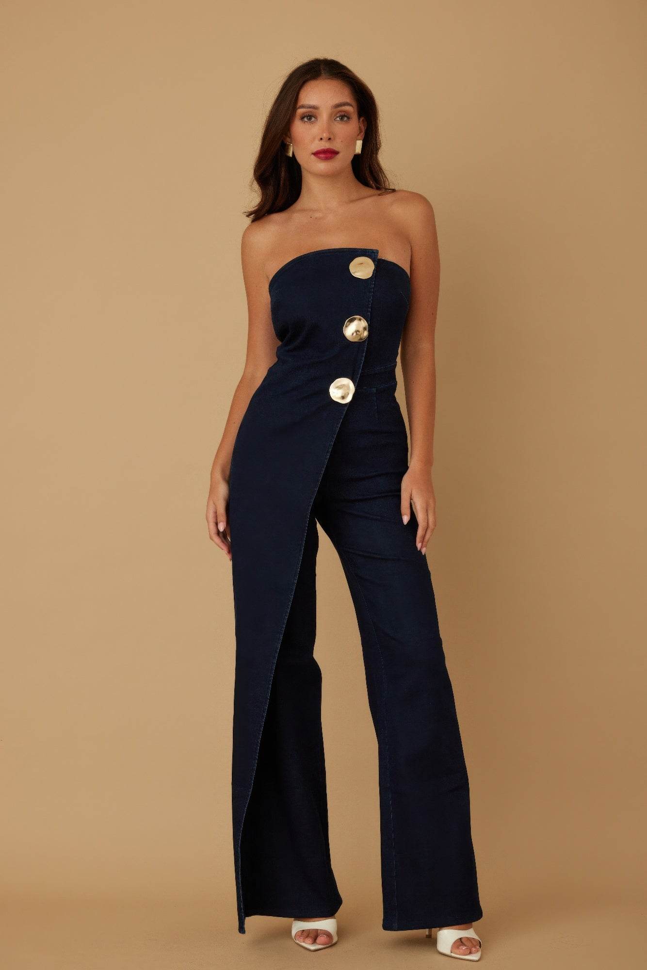 Open Flap Layer Strapless Jumpsuit - Ultim8 Designs 4 U