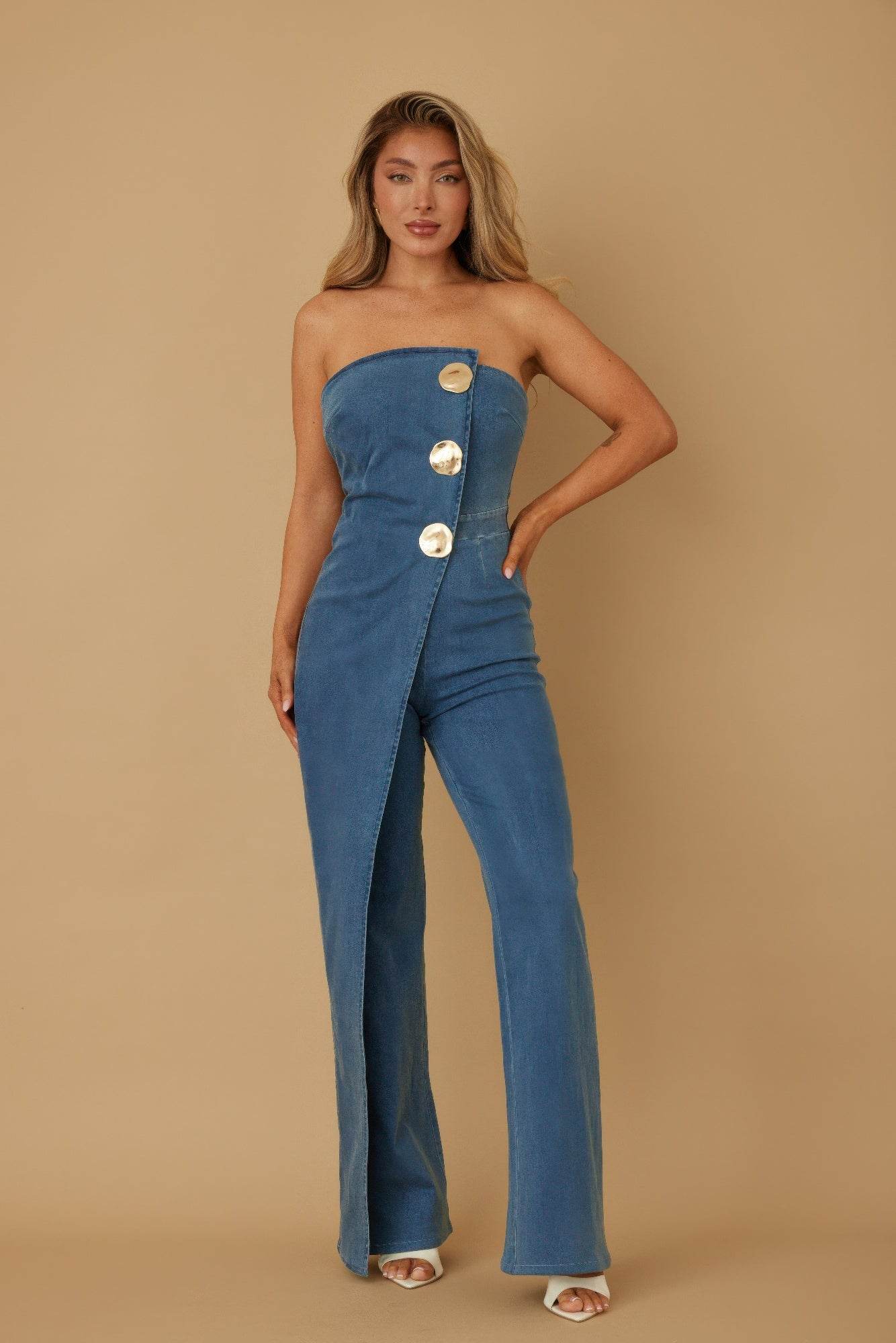 Open Flap Layer Strapless Jumpsuit - Ultim8 Designs 4 U