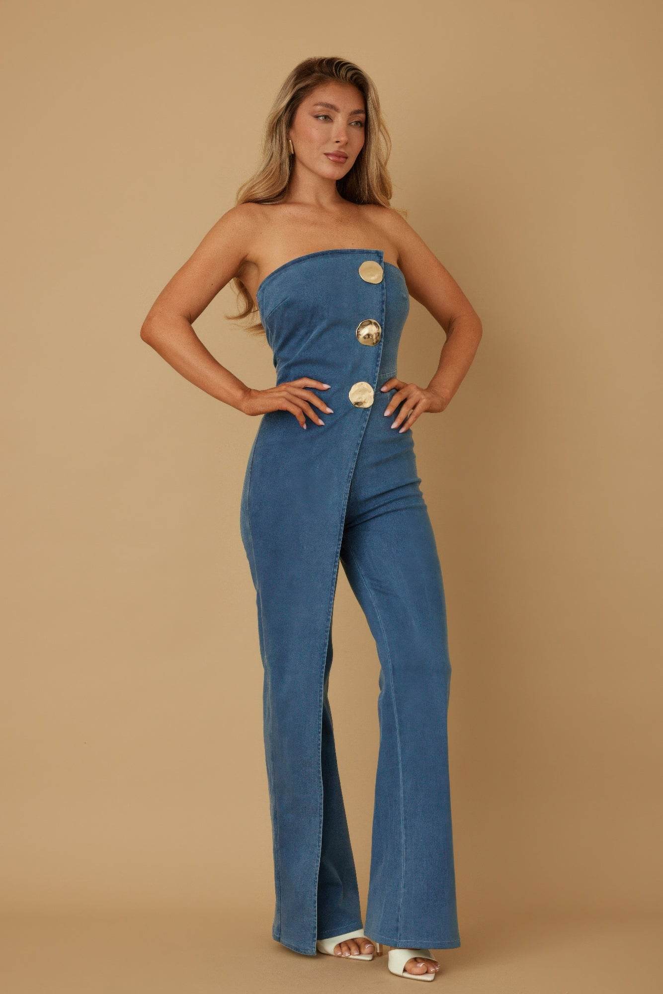 Open Flap Layer Strapless Jumpsuit - Ultim8 Designs 4 U