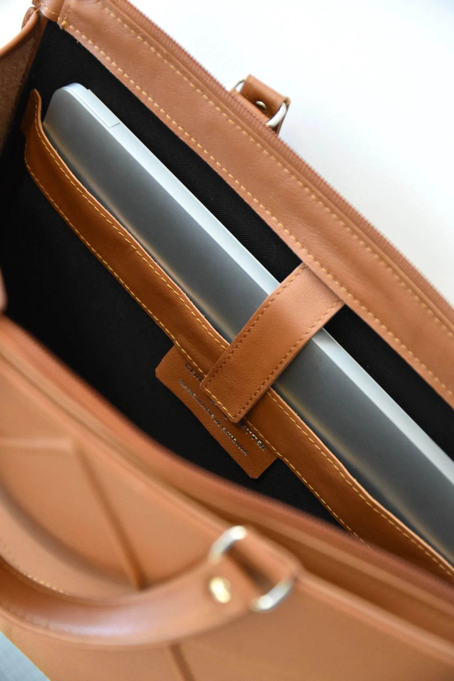 FACET Caramel Leather Laptop Case by Gerda Retter - Ultim8 Designs 4 U