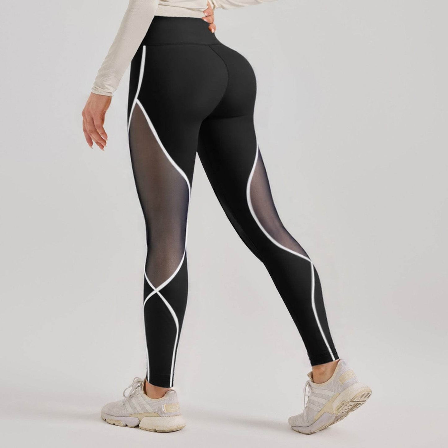 Women's Color Matching Mesh European And American High Waist Yoga Pants - Ultim8 Designs 4 U