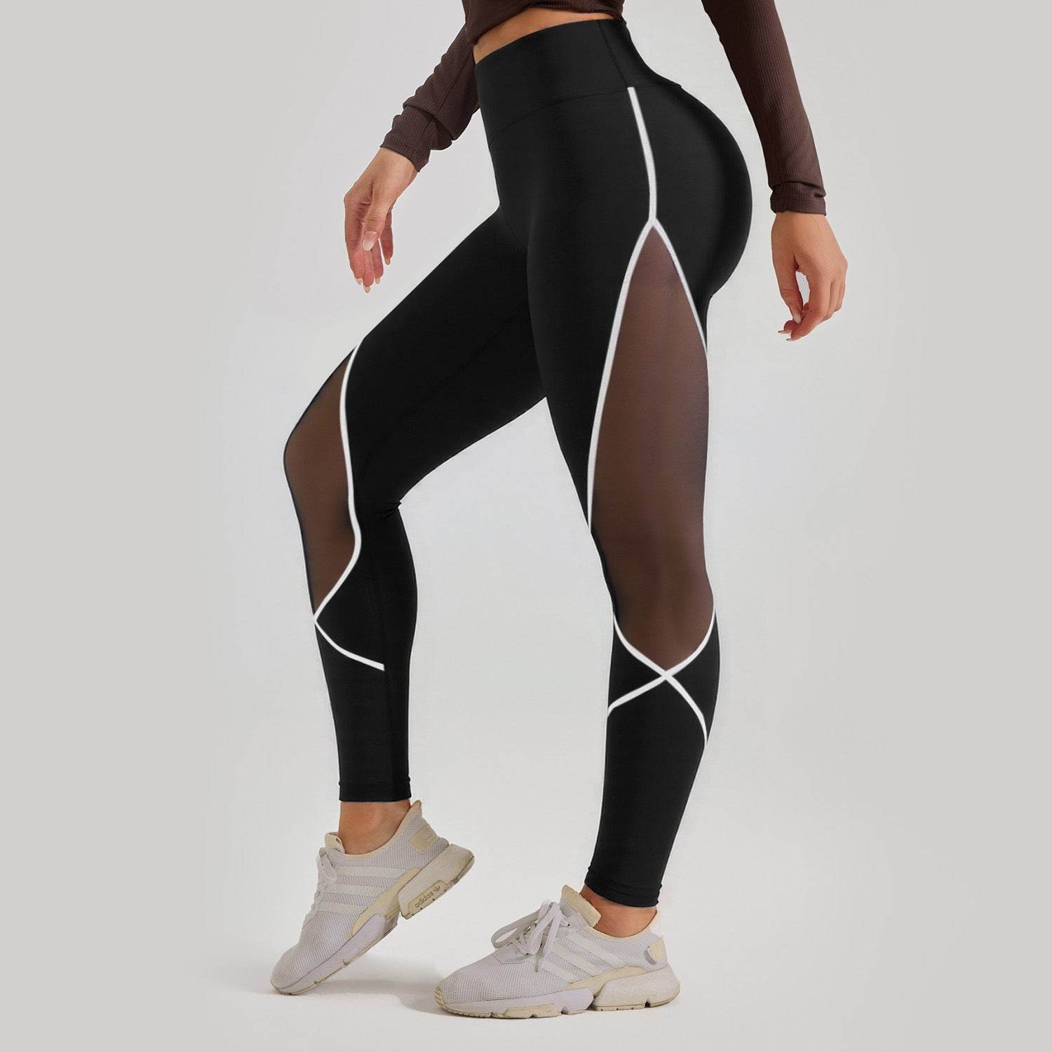 Women's Color Matching Mesh European And American High Waist Yoga Pants - Ultim8 Designs 4 U