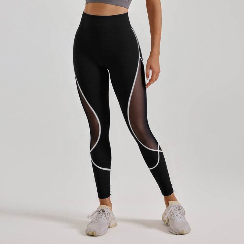 Women's Color Matching Mesh European And American High Waist Yoga Pants - Ultim8 Designs 4 U