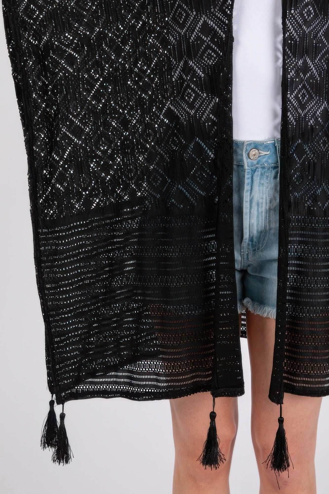 Geometric Pattern Tassel Cover Up - Ultim8 Designs 4 U