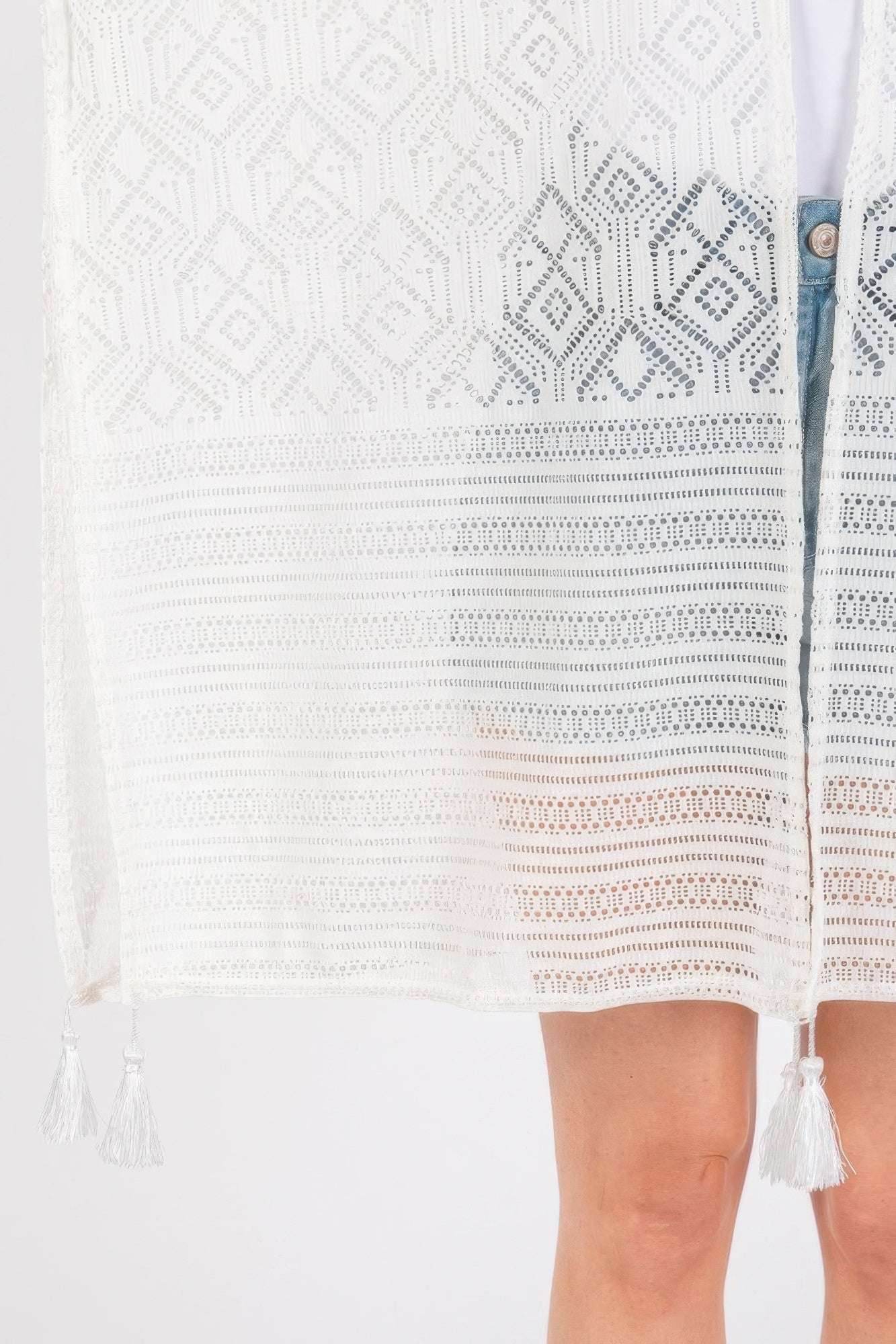 Geometric Pattern Tassel Cover Up - Ultim8 Designs 4 U