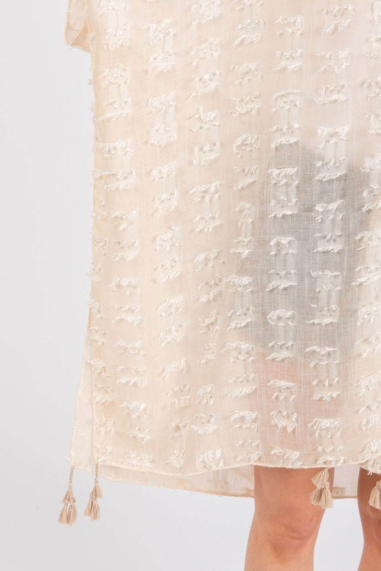 Distressed Pattern Tassel Kimono - Ultim8 Designs 4 U