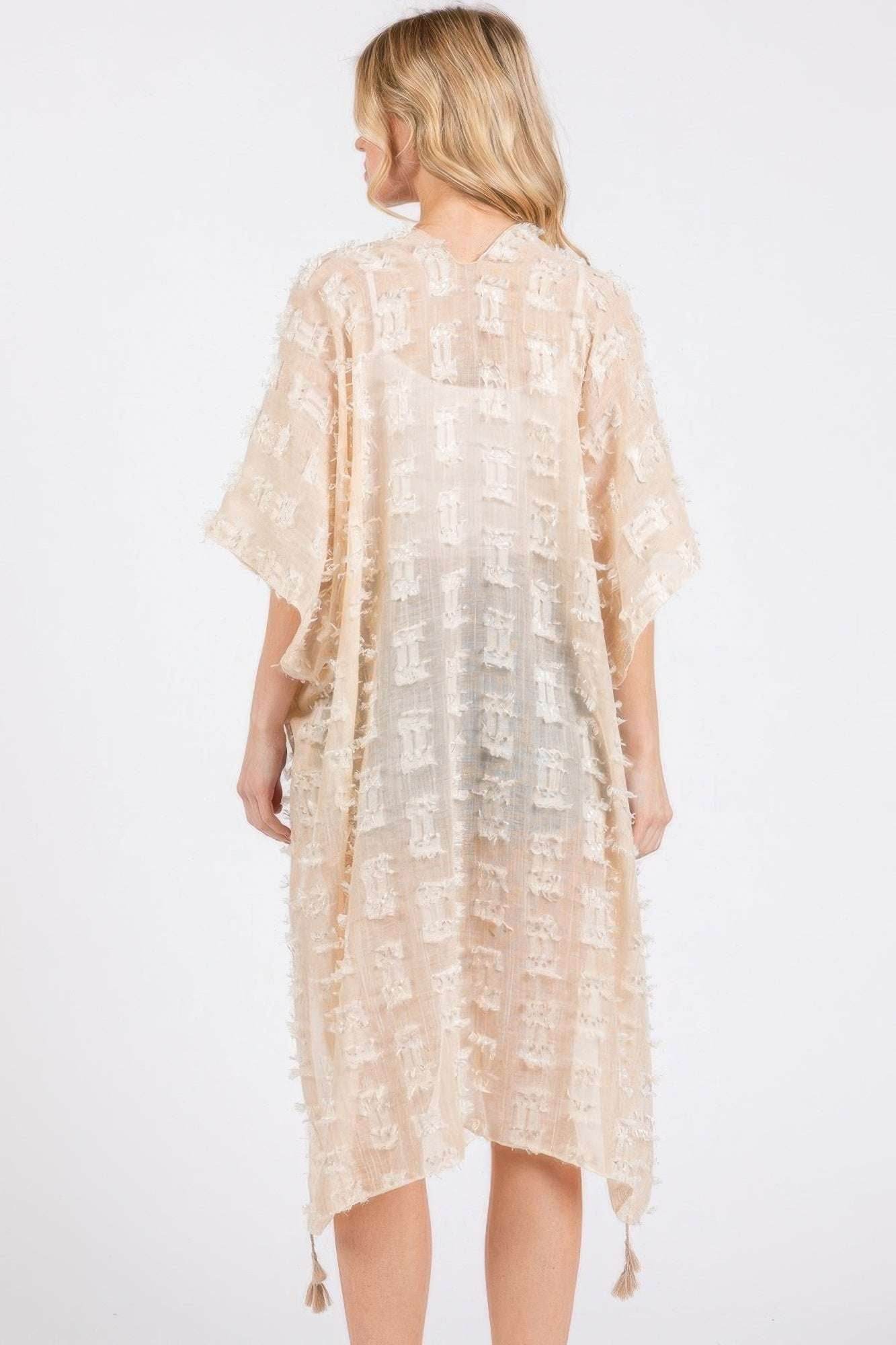 Distressed Pattern Tassel Kimono - Ultim8 Designs 4 U