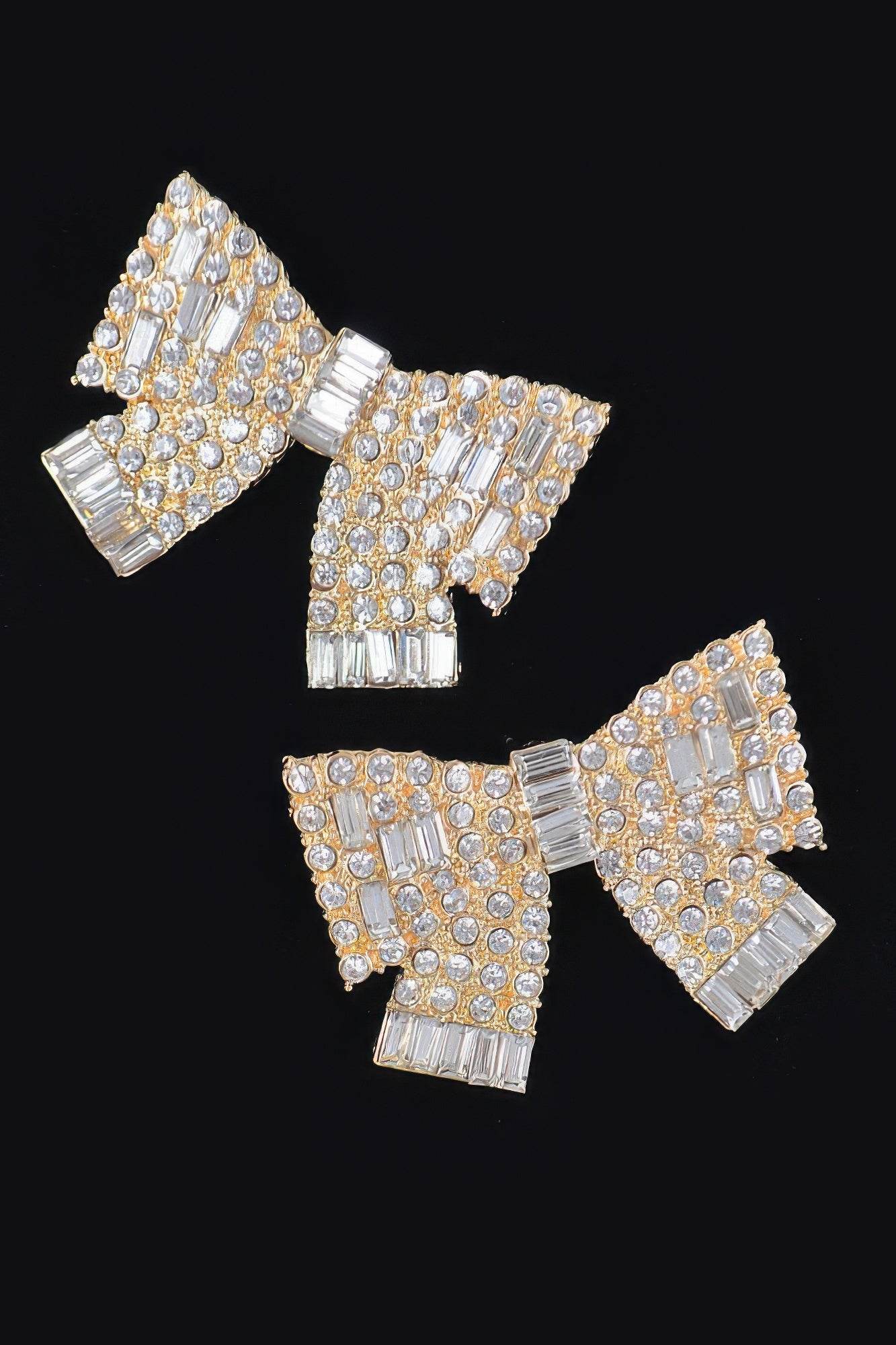 Ribbon Shape Rhinestone Earrings - Ultim8 Designs 4 U