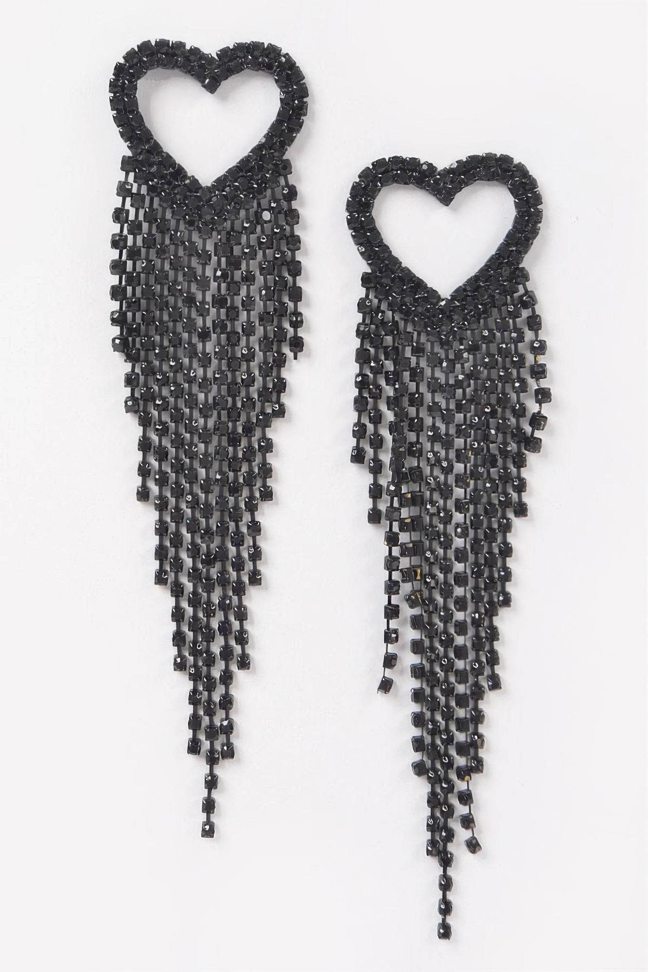 Rhinestone Heart Fringe Earring - Ultim8 Designs 4 U