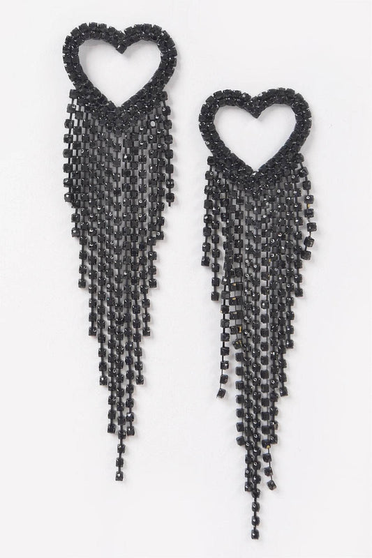 Rhinestone Heart Fringe Earring - Ultim8 Designs 4 U