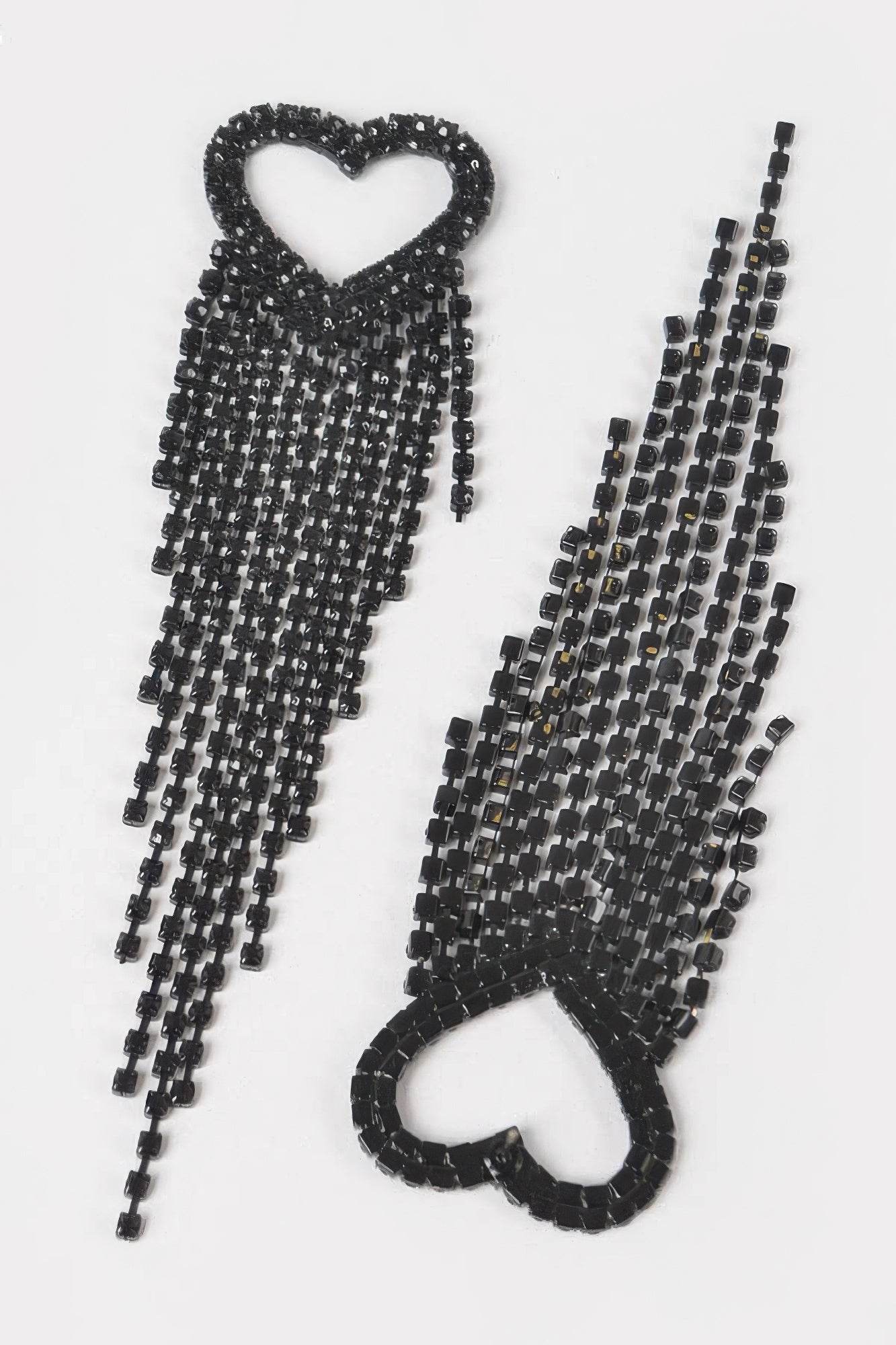 Rhinestone Heart Fringe Earring - Ultim8 Designs 4 U