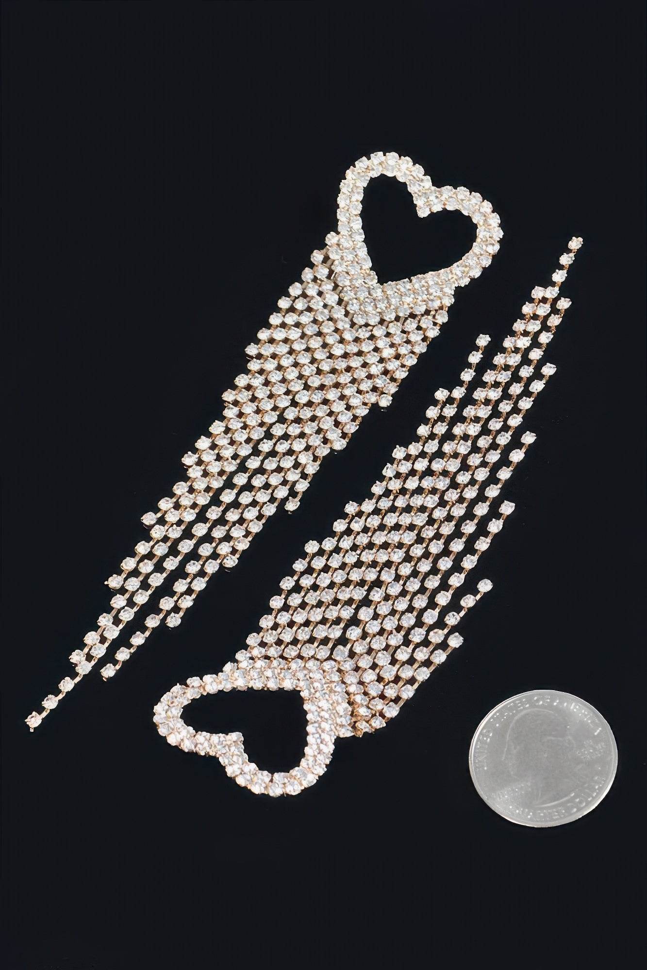 Rhinestone Heart Fringe Earring - Ultim8 Designs 4 U