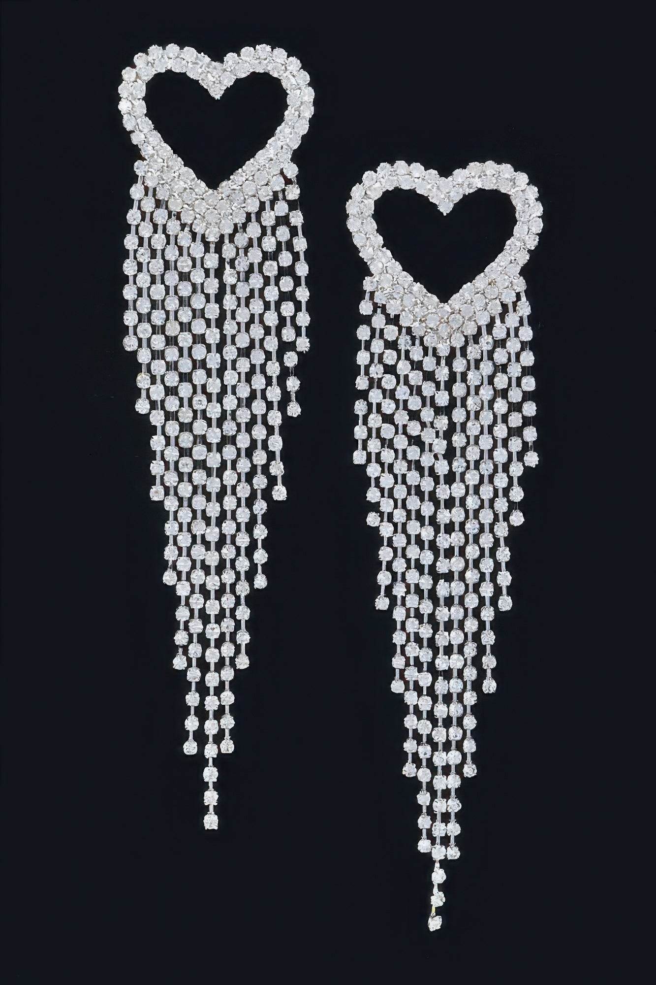 Rhinestone Heart Fringe Earring - Ultim8 Designs 4 U
