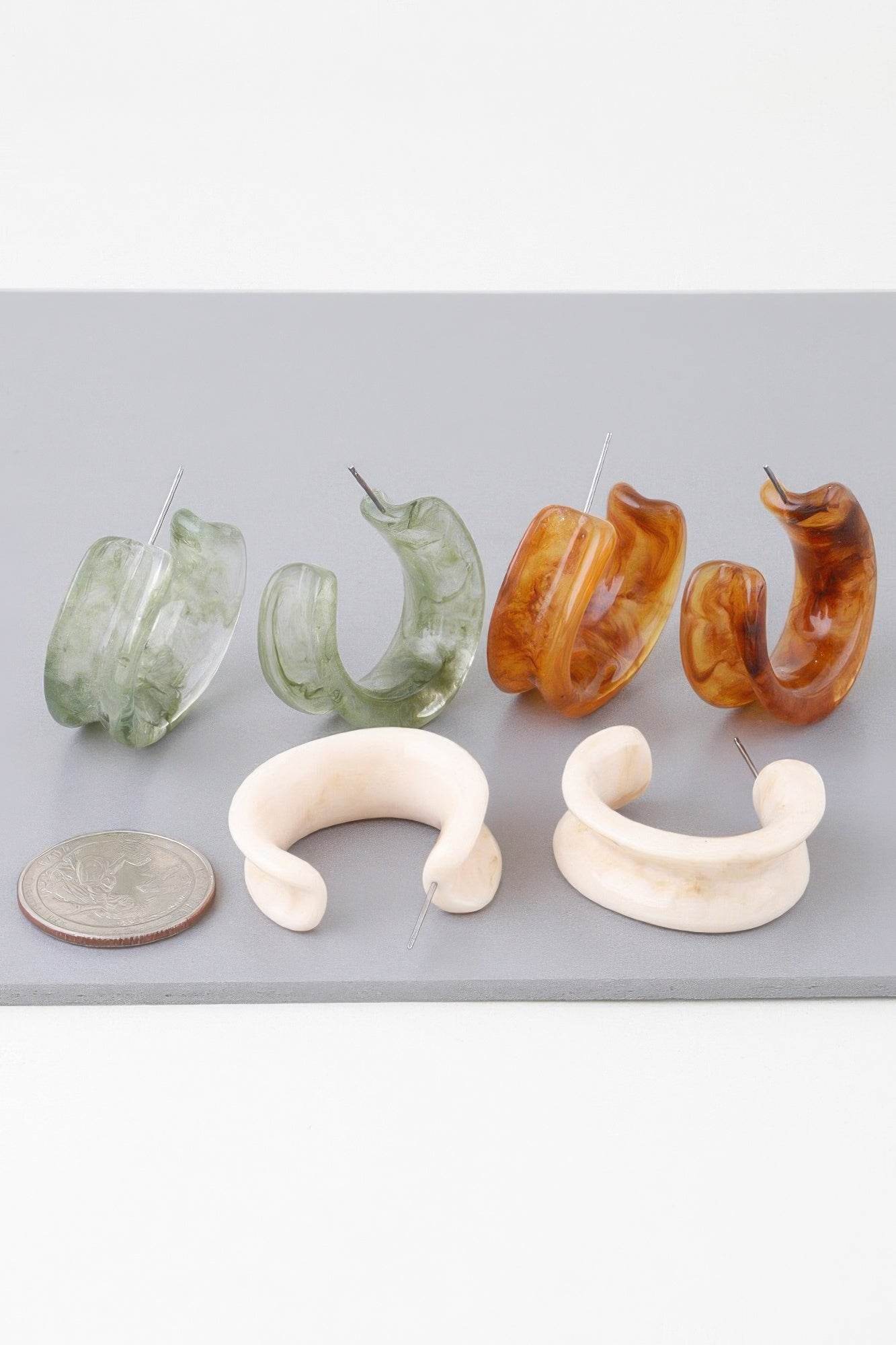 Multi Marble Stone Hoop Earrings - Ultim8 Designs 4 U