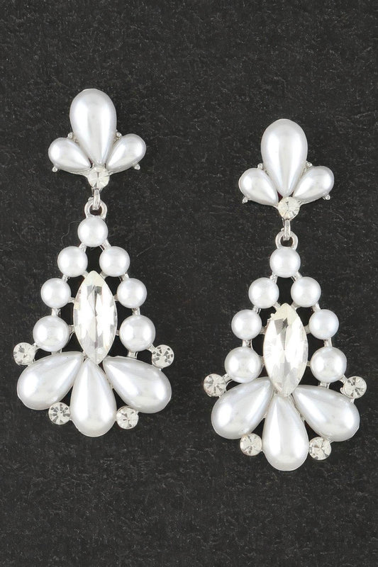 Jeweled Pearl Teardrop Earrings - Ultim8 Designs 4 U