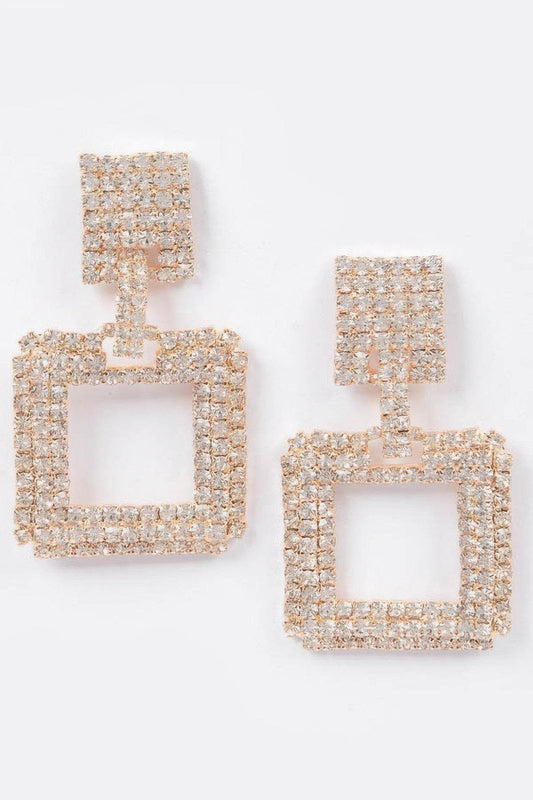 Rhinestone Square Earring - Ultim8 Designs 4 U