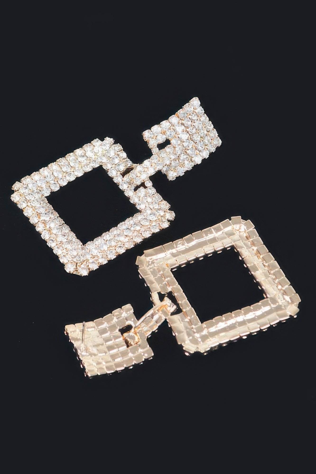 Rhinestone Square Earring - Ultim8 Designs 4 U