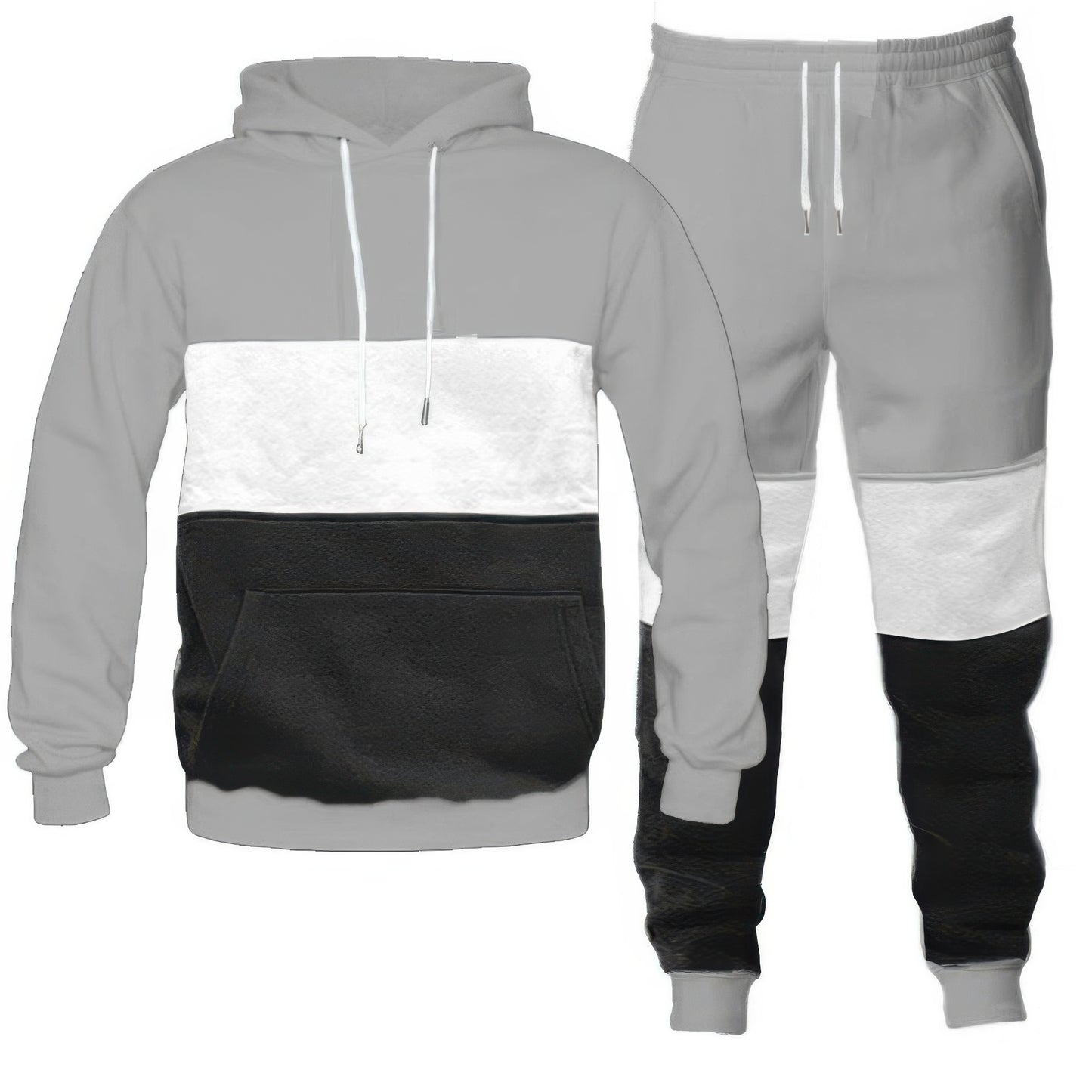 Color Block Sweat Set Grey Black