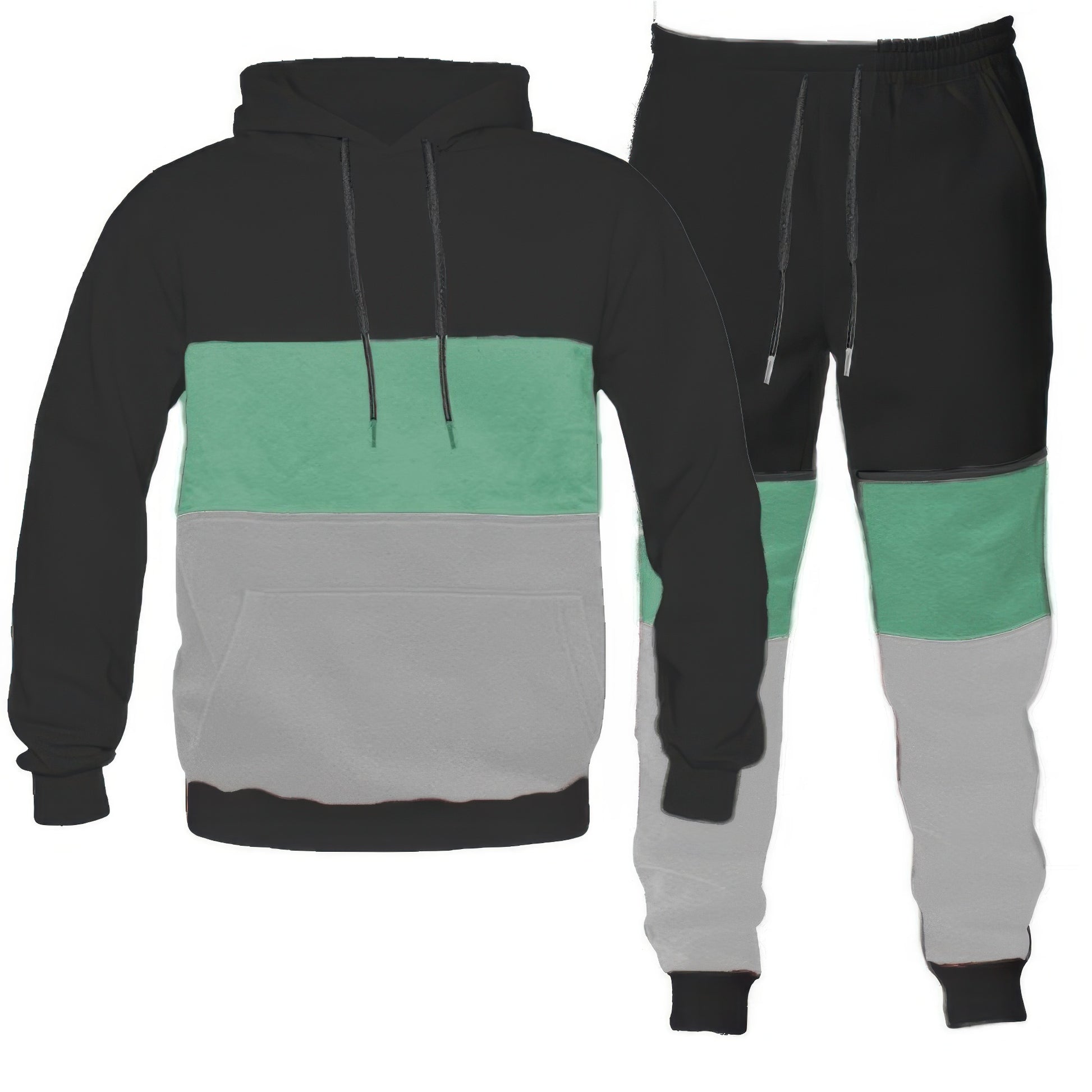 Color Block Sweat Set Black Cabbage