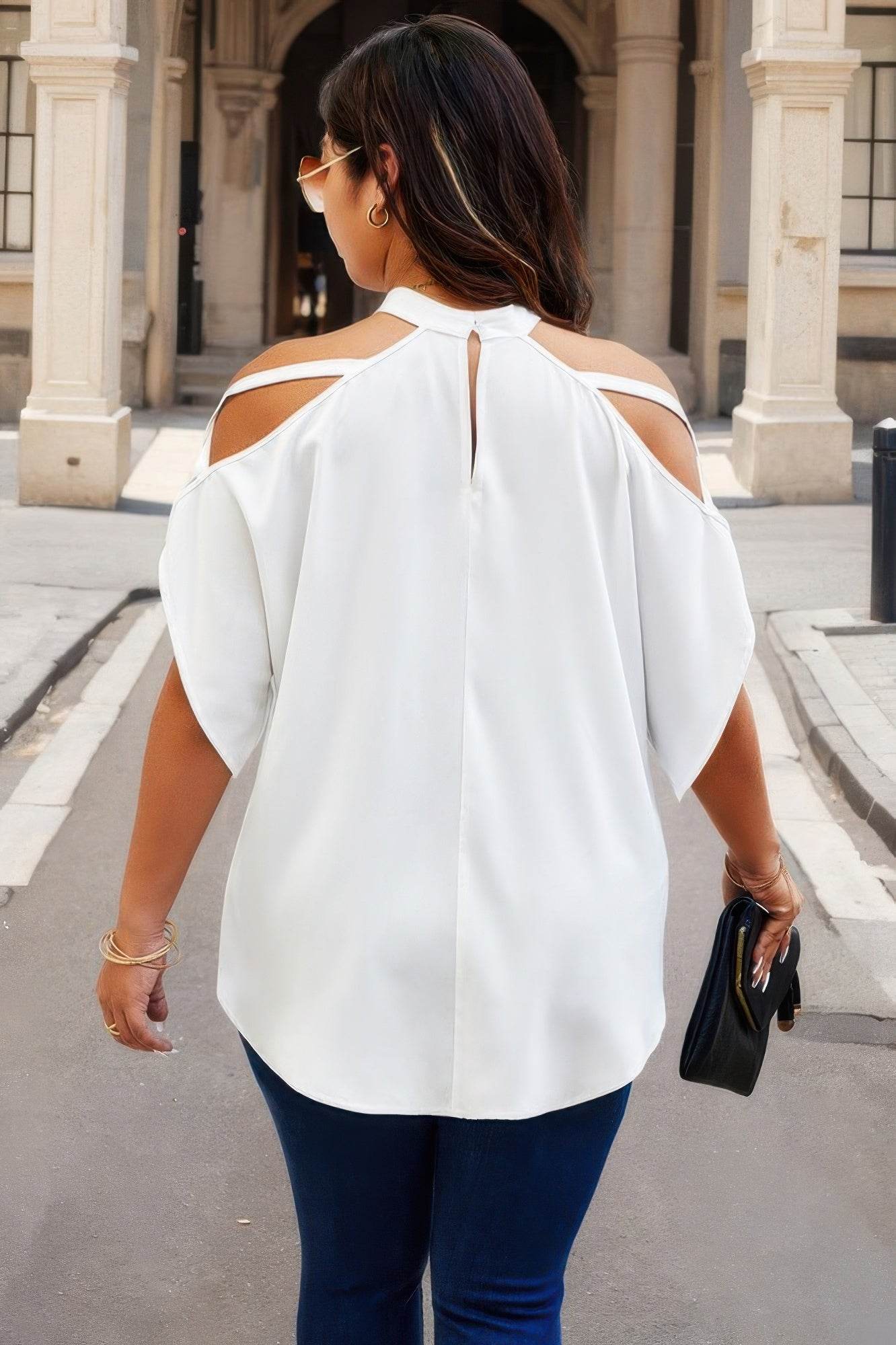 Open Shoulder Bat Sleeved - Loose Halter Top - Ultim8 Designs 4 U