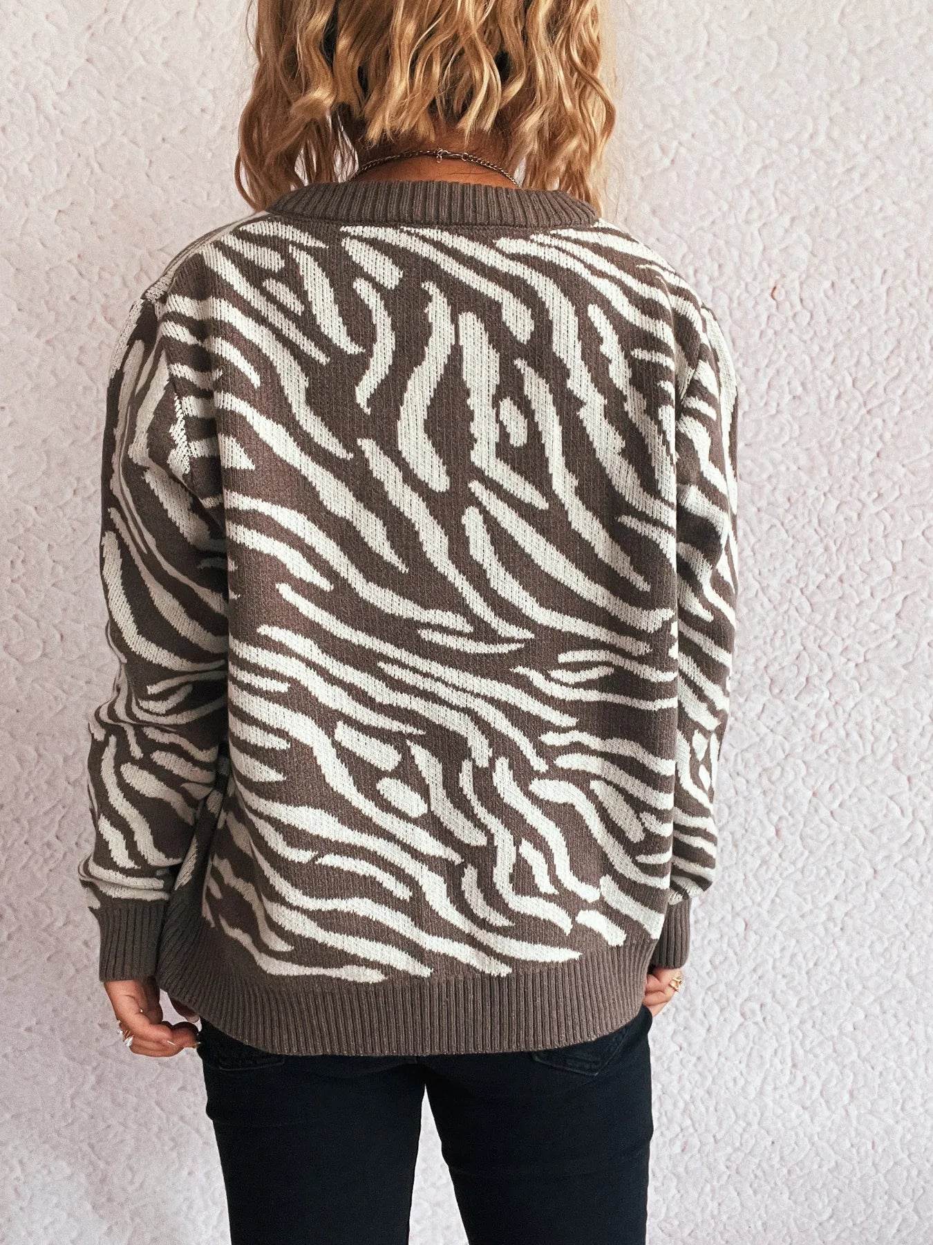 Zebra Print Zip Up Cardigan - Ultim8 Designs 4 U