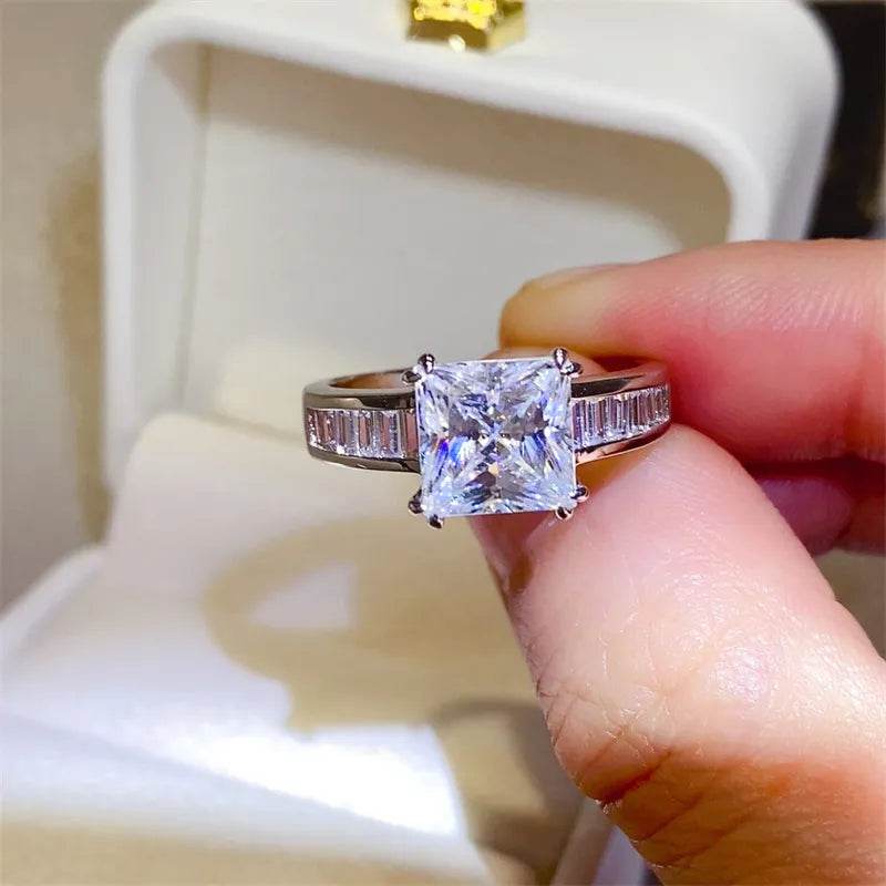 3 Carat Moissanite 925 Sterling Silver Square Shape Ring - Ultim8 Designs 4 U