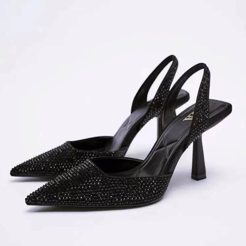 Rhinestone Slingback High Heel Pumps - Ultim8 Designs 4 U