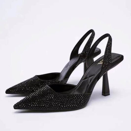 Rhinestone Slingback High Heel Pumps - Ultim8 Designs 4 U