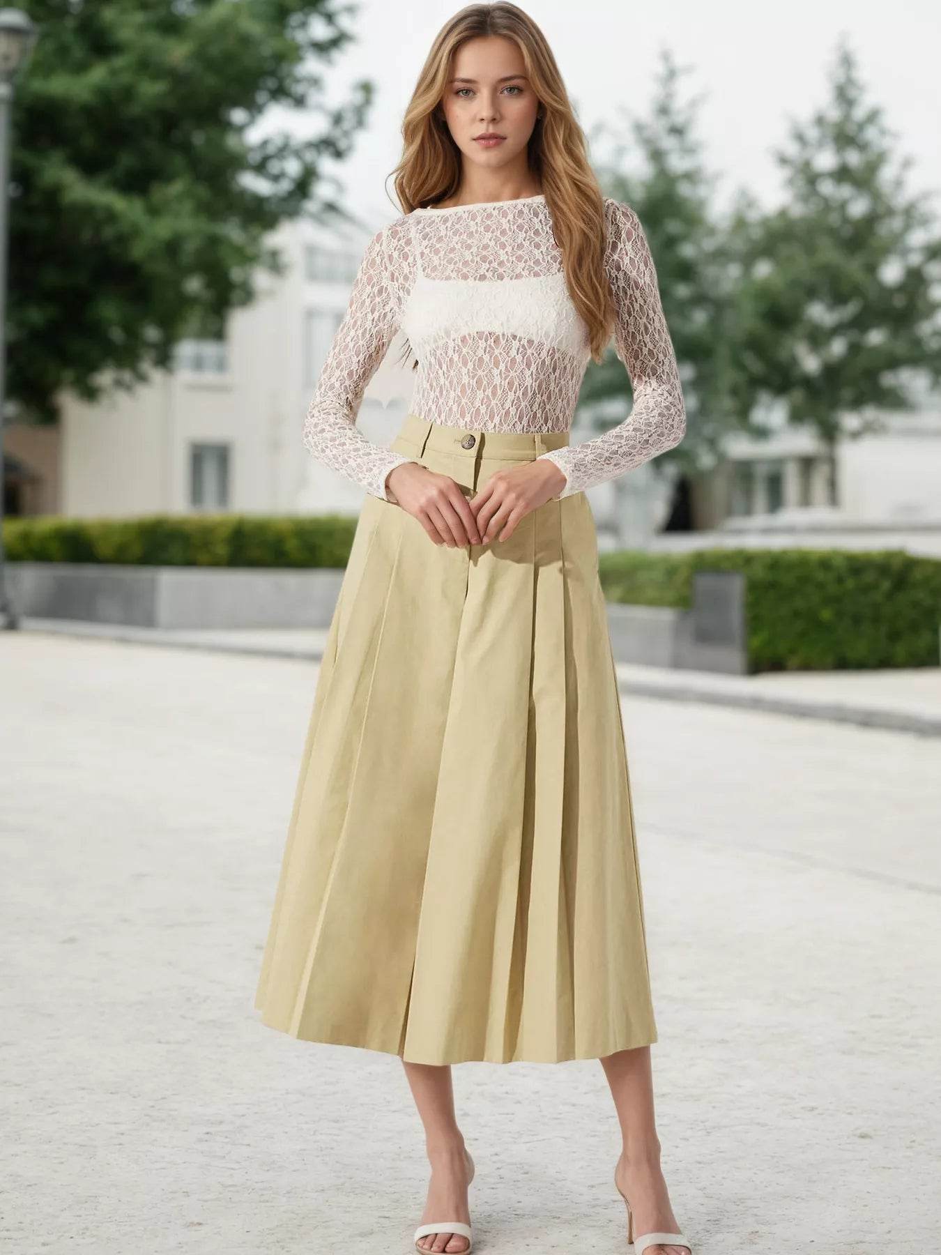 High-Waisted Pleated Wide-Leg Cropped Pants - Ultim8 Designs 4 U