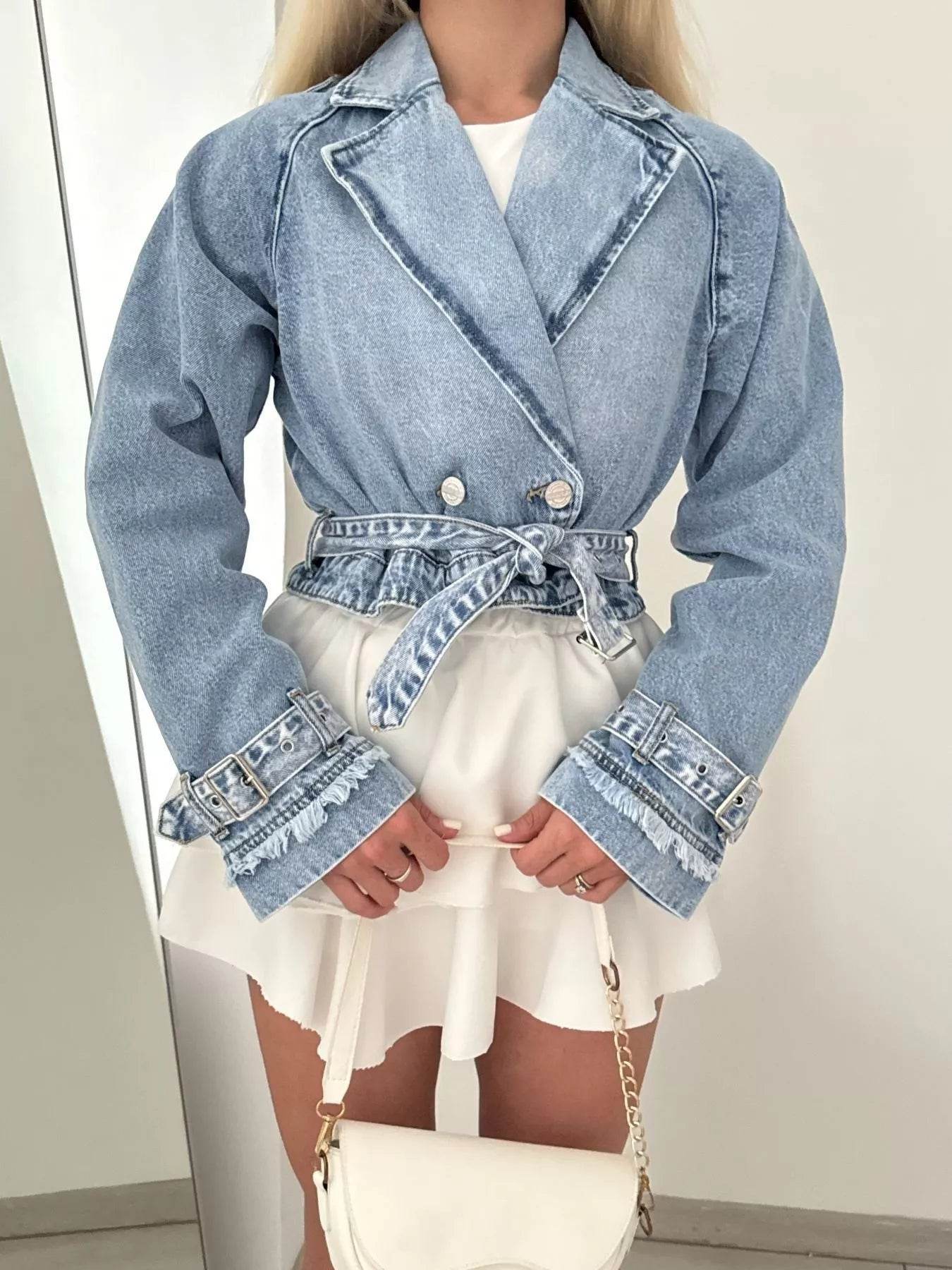 Long Sleeve Crop Denim Jacket - Ultim8 Designs 4 U
