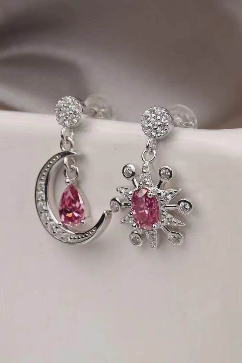 1 Carat Moissanite 925 Sterling Silver Moon & Star Earrings - Ultim8 Designs 4 U
